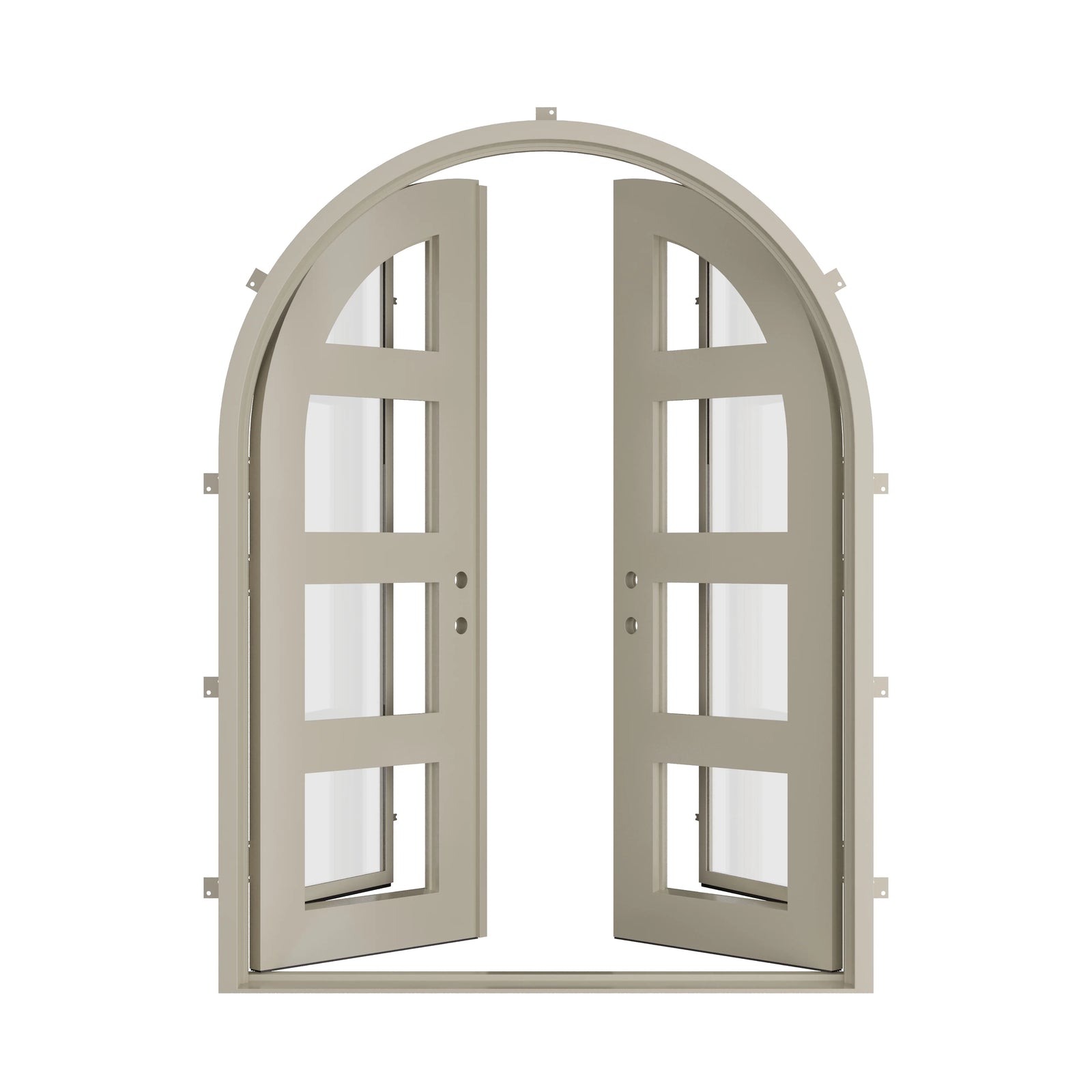 Pinkys Knox steel door, double, full arch, open