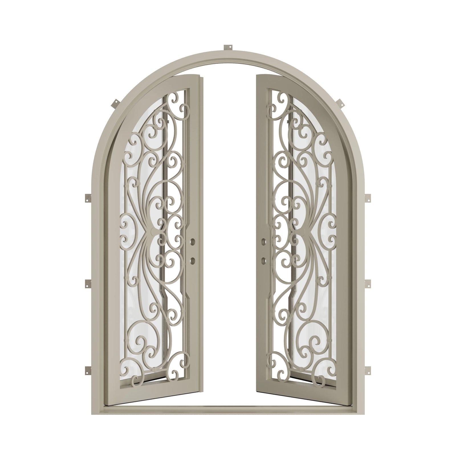 Pinkys Miracle steel door, double, full arch, open