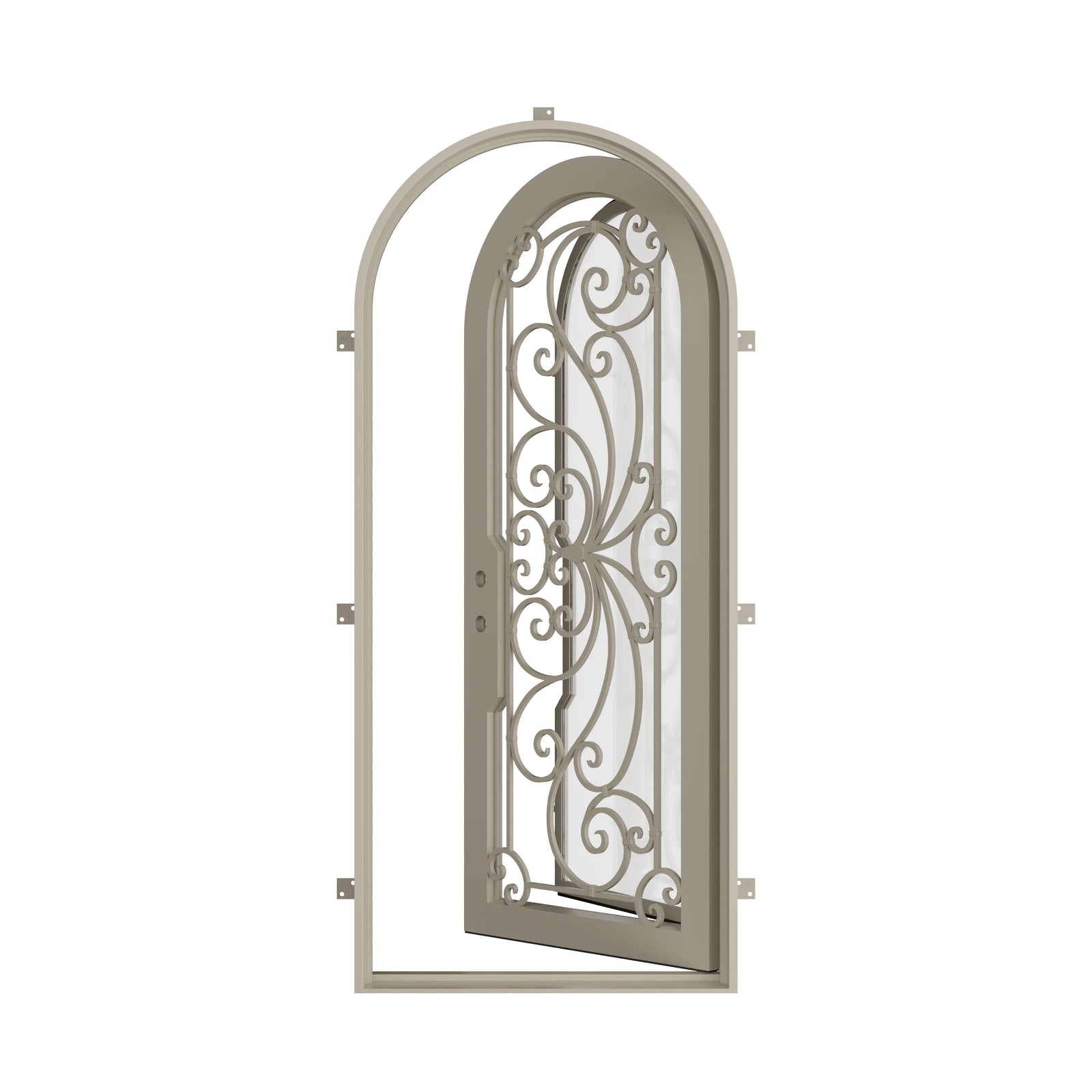 Pinkys Miracle steel door, single, full arch, open