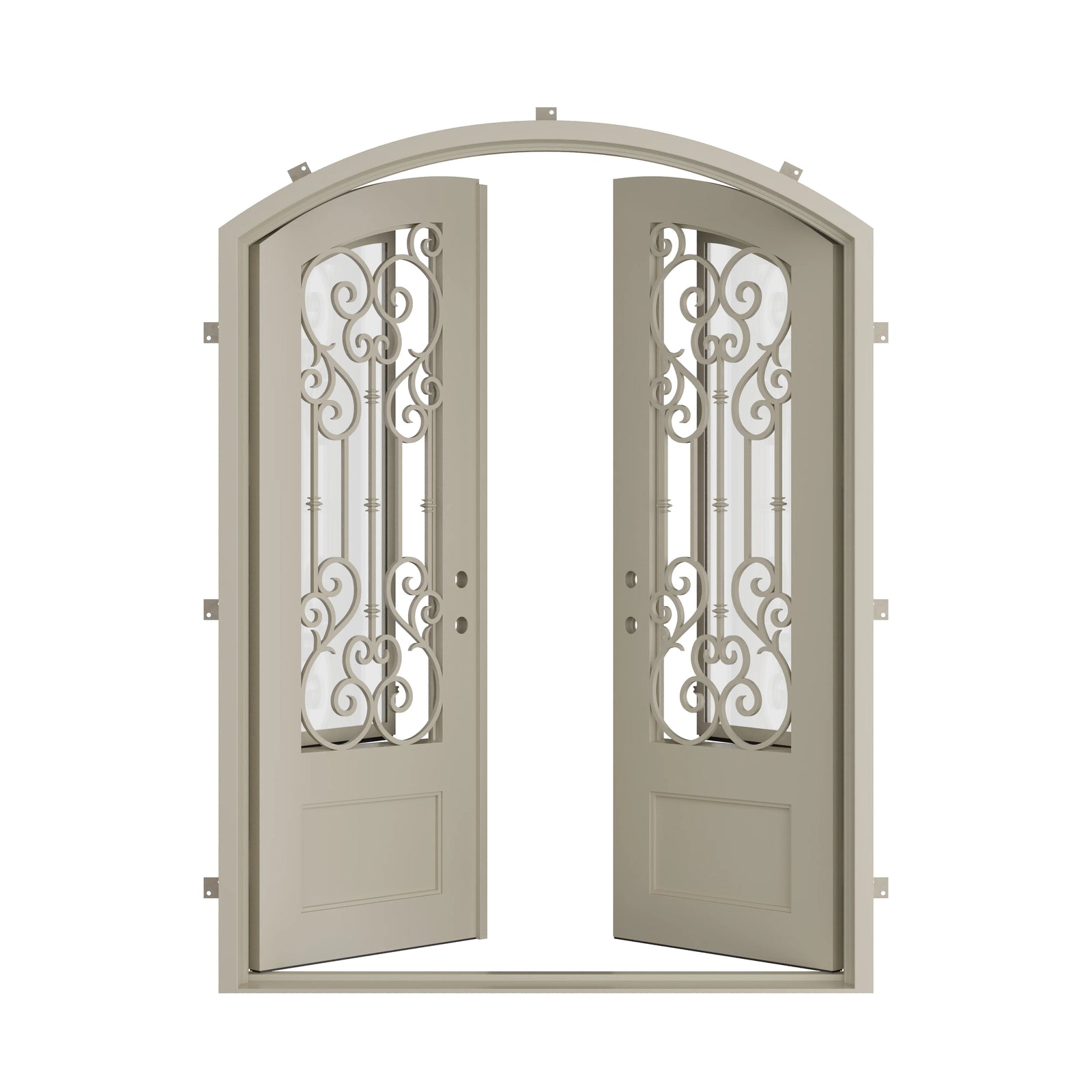 Pinkys New York steel door, double, arch, open