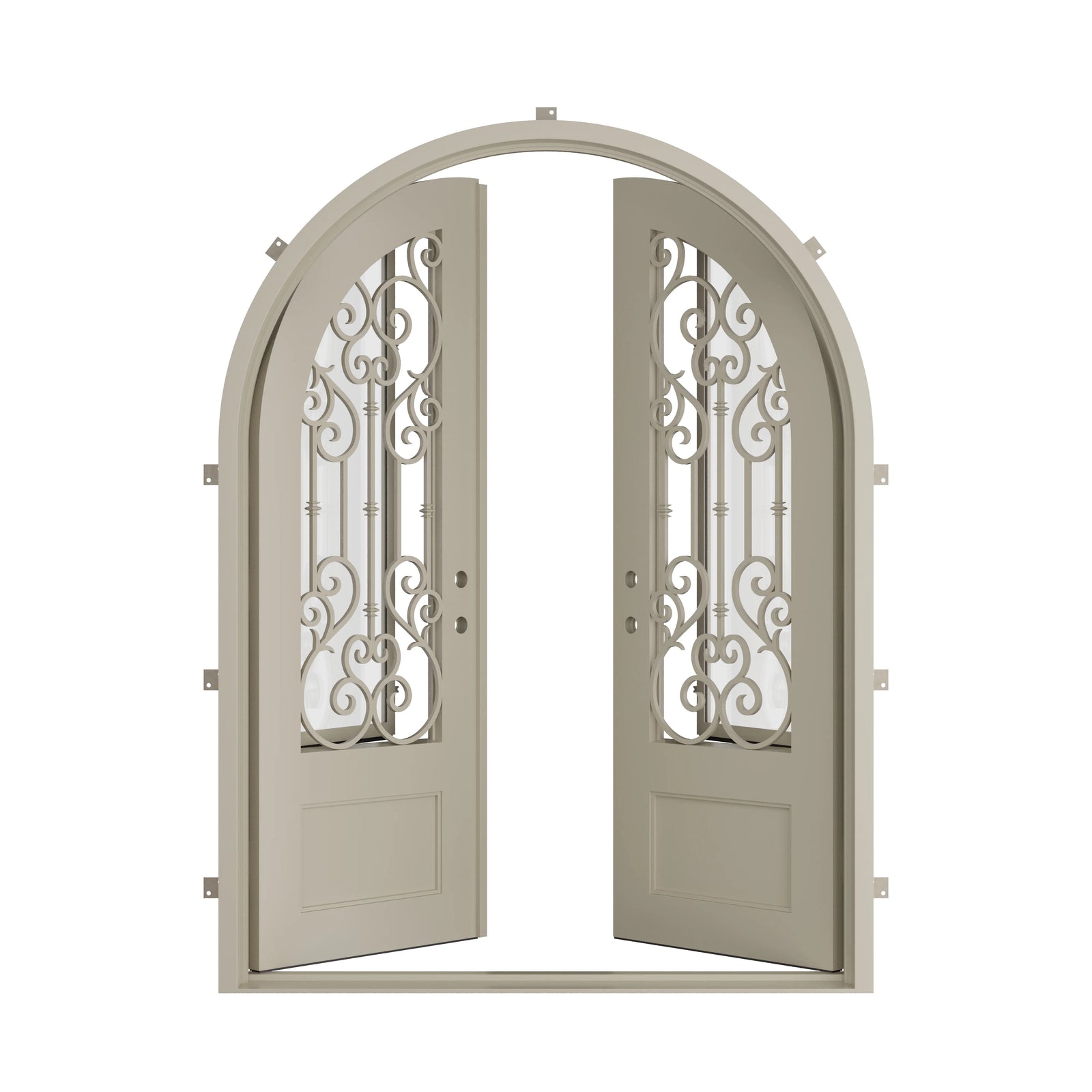 Pinkys New York steel door, double, full arch, open
