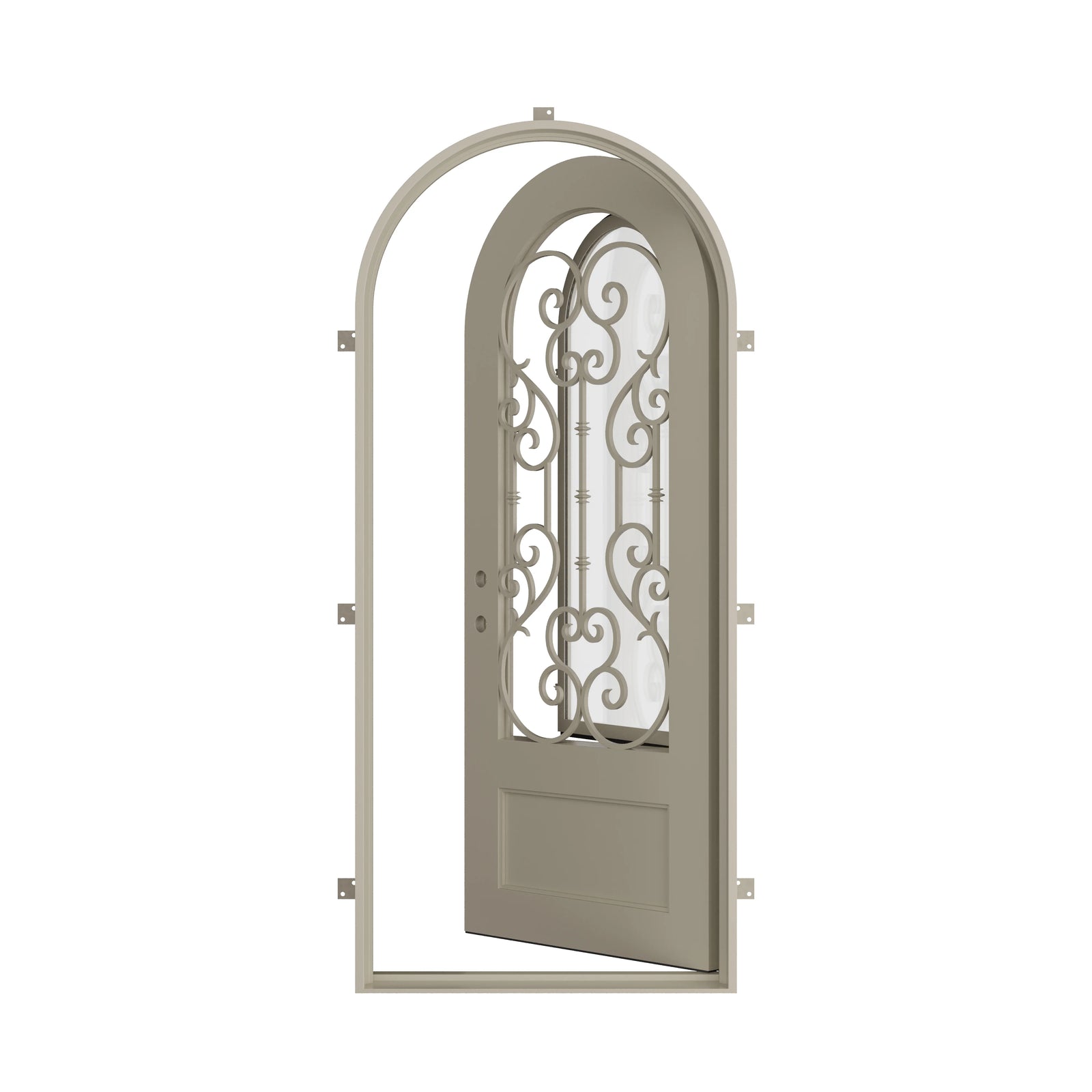 Pinkys New York steel door, single, arch, open