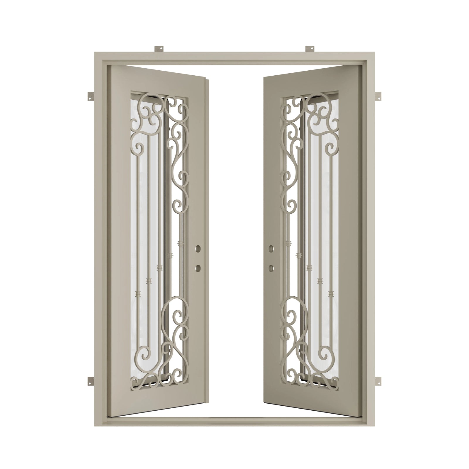 Pinkys Paris steel door, double, flat, open
