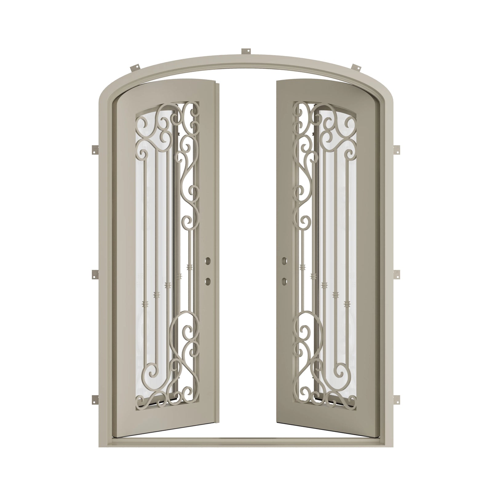 Pinkys Paris steel door, double, arch, open
