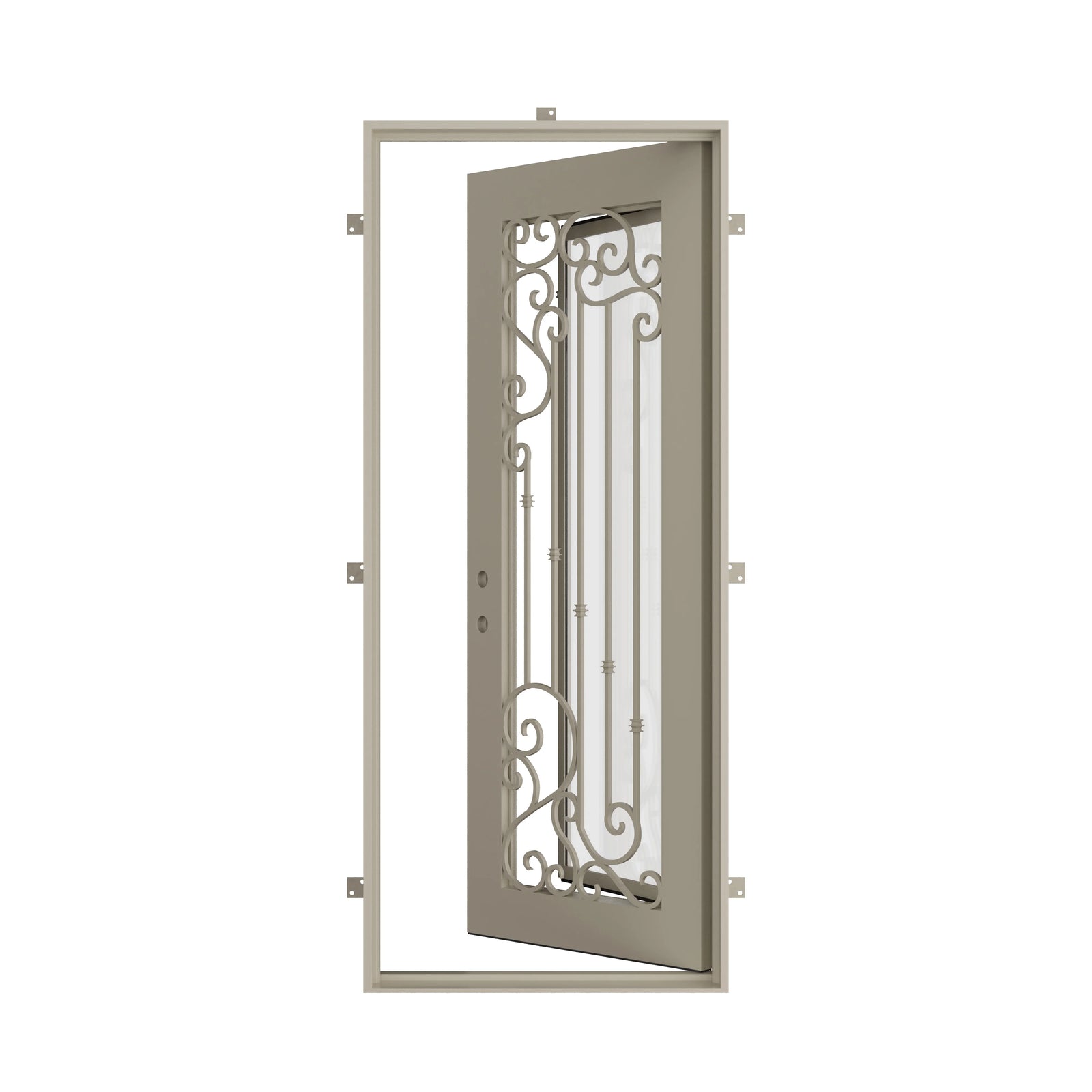 Pinkys Paris steel door, single, flat, open