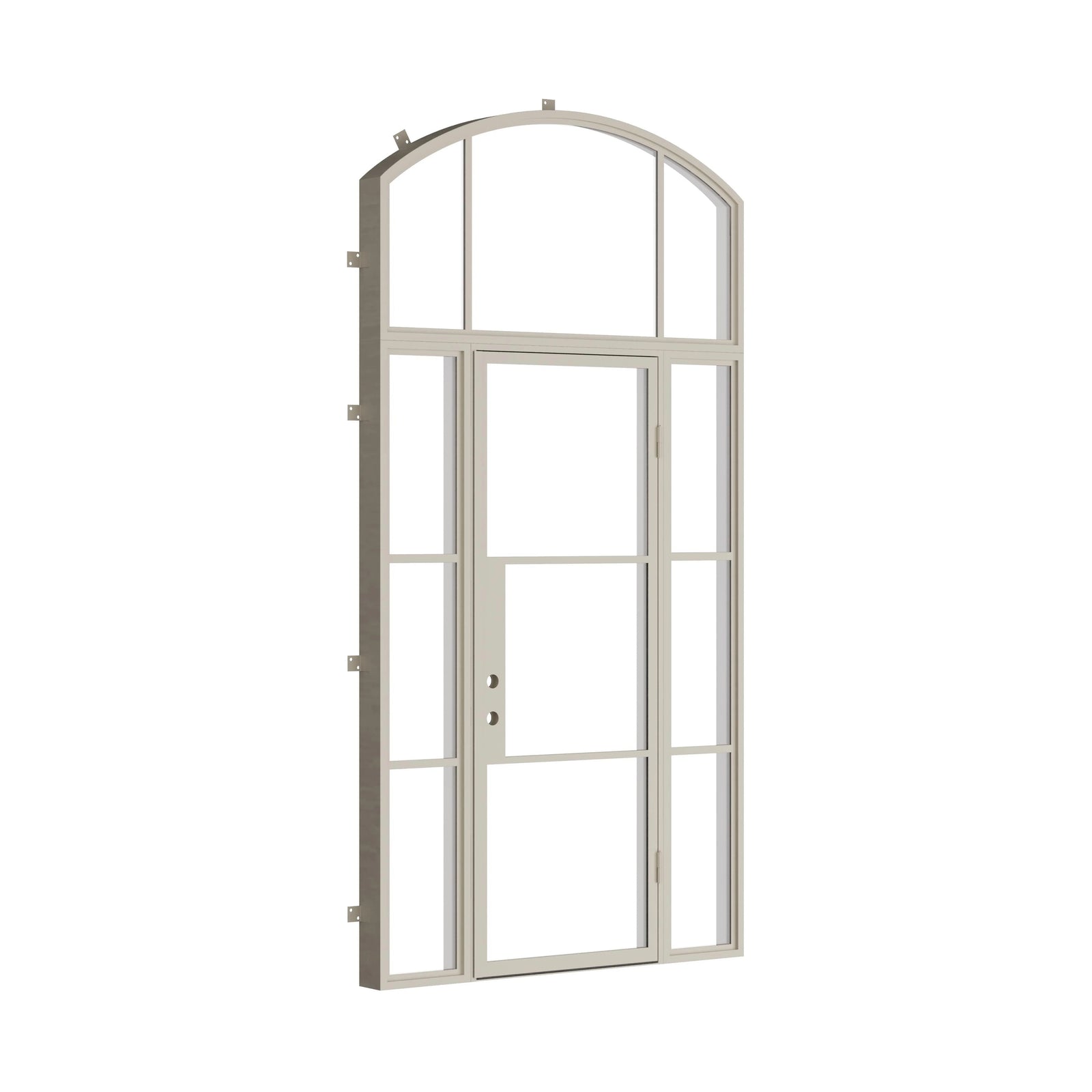 Pinkys Air 4 steel door, single, flat, with side windows, with an arch top window, closed