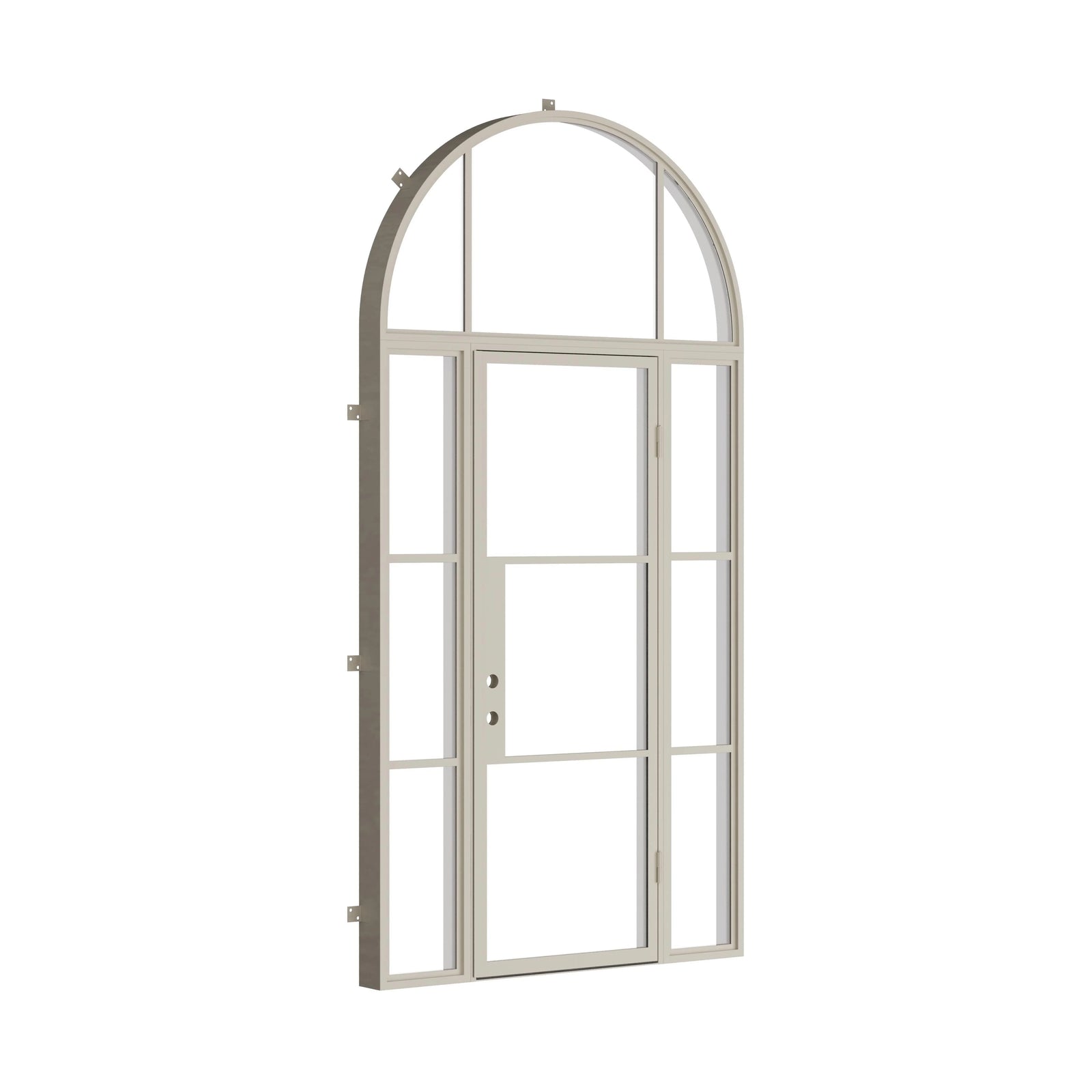 Pinkys Air 4 steel door, single, flat, with side windows, with a full-arch top window, closed