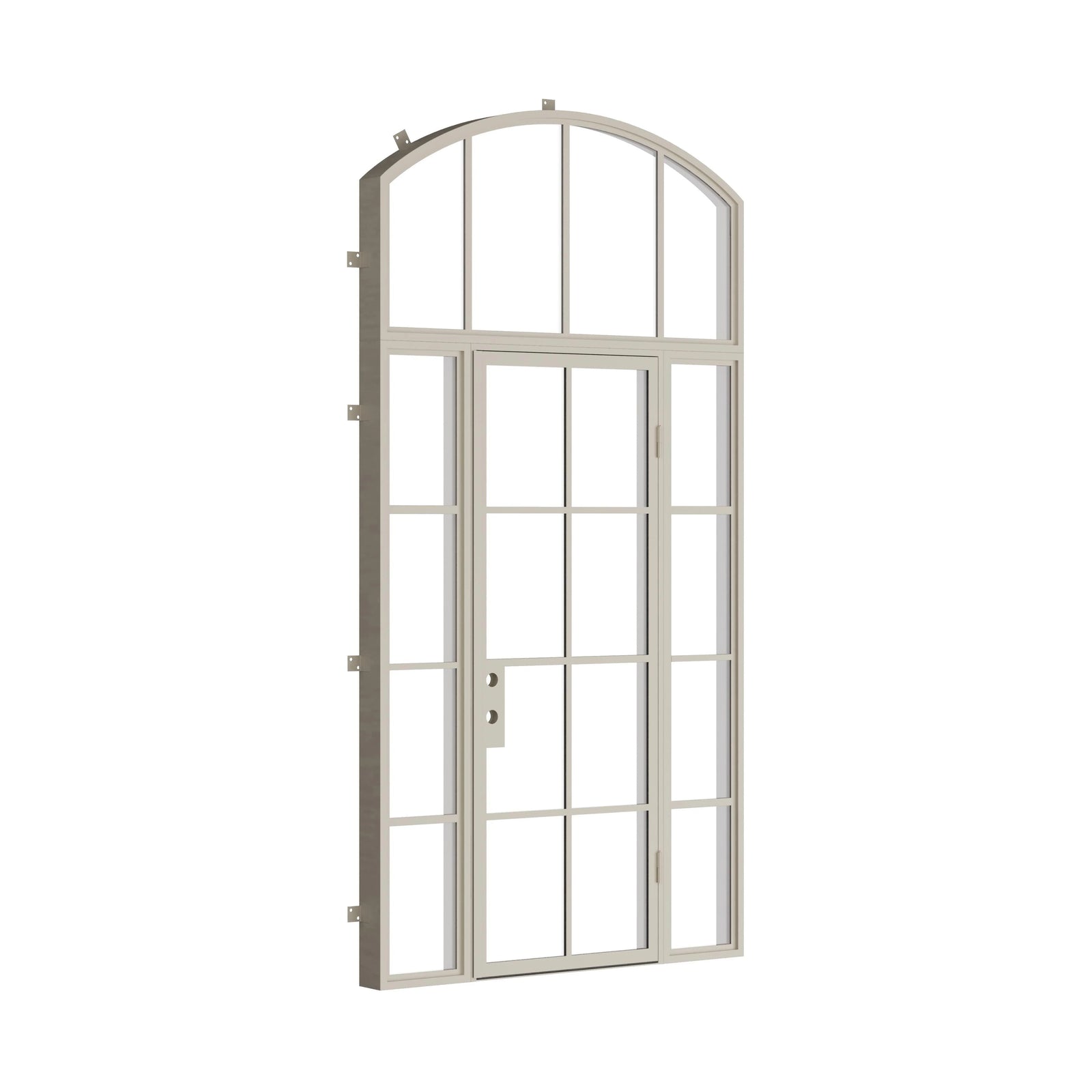 Pinkys Air 5 steel door, single, flat, with side windows, with an arch top window, closed