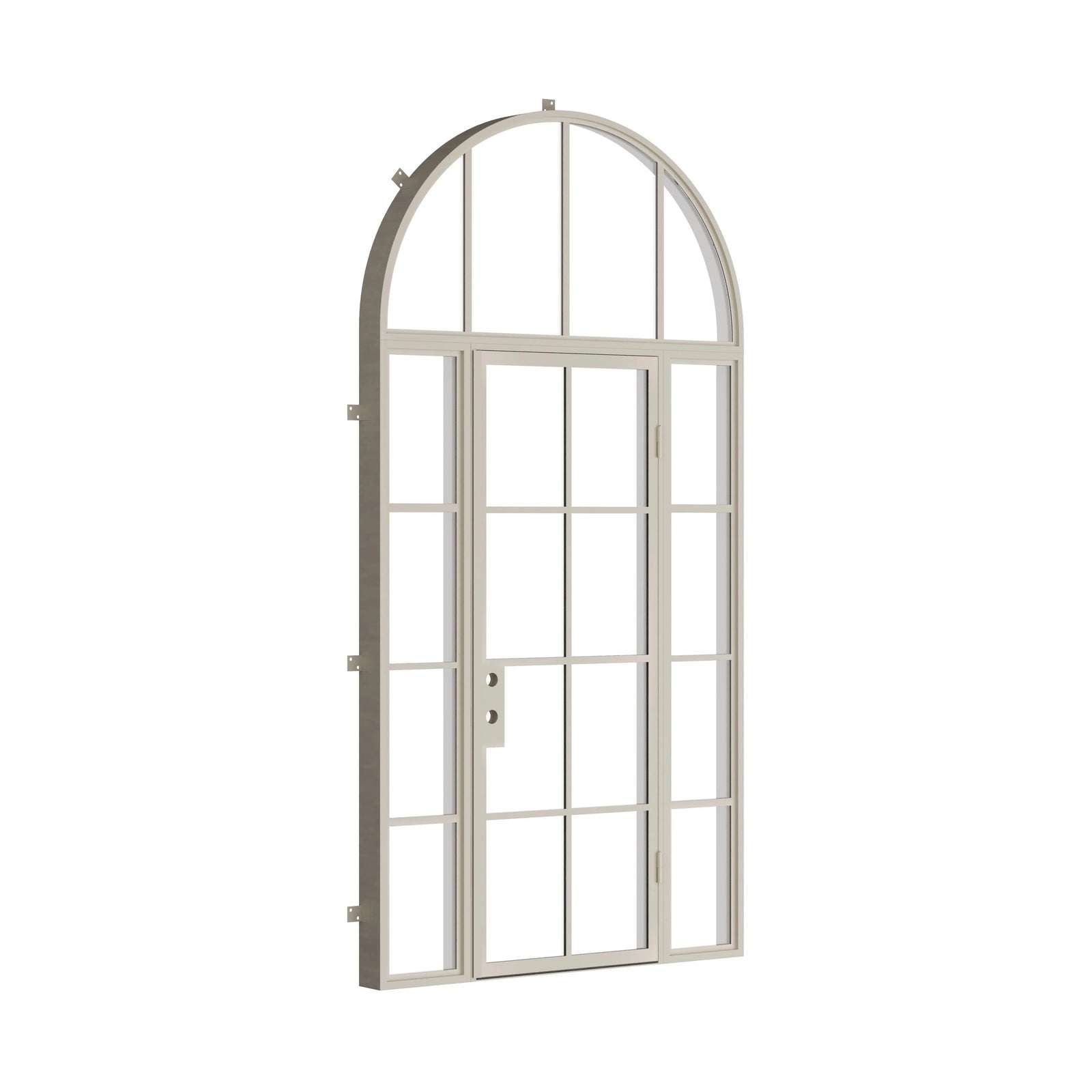 Pinkys Air 5 steel door, single, flat, with side windows, with a full-arch top window, closed