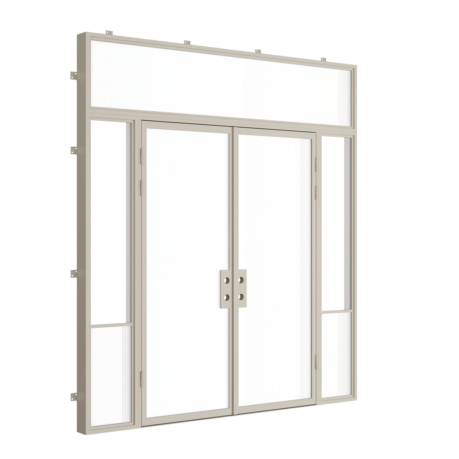 Pinkys Air Grand steel door, double, flat, with side windows, with a flat top window, closed