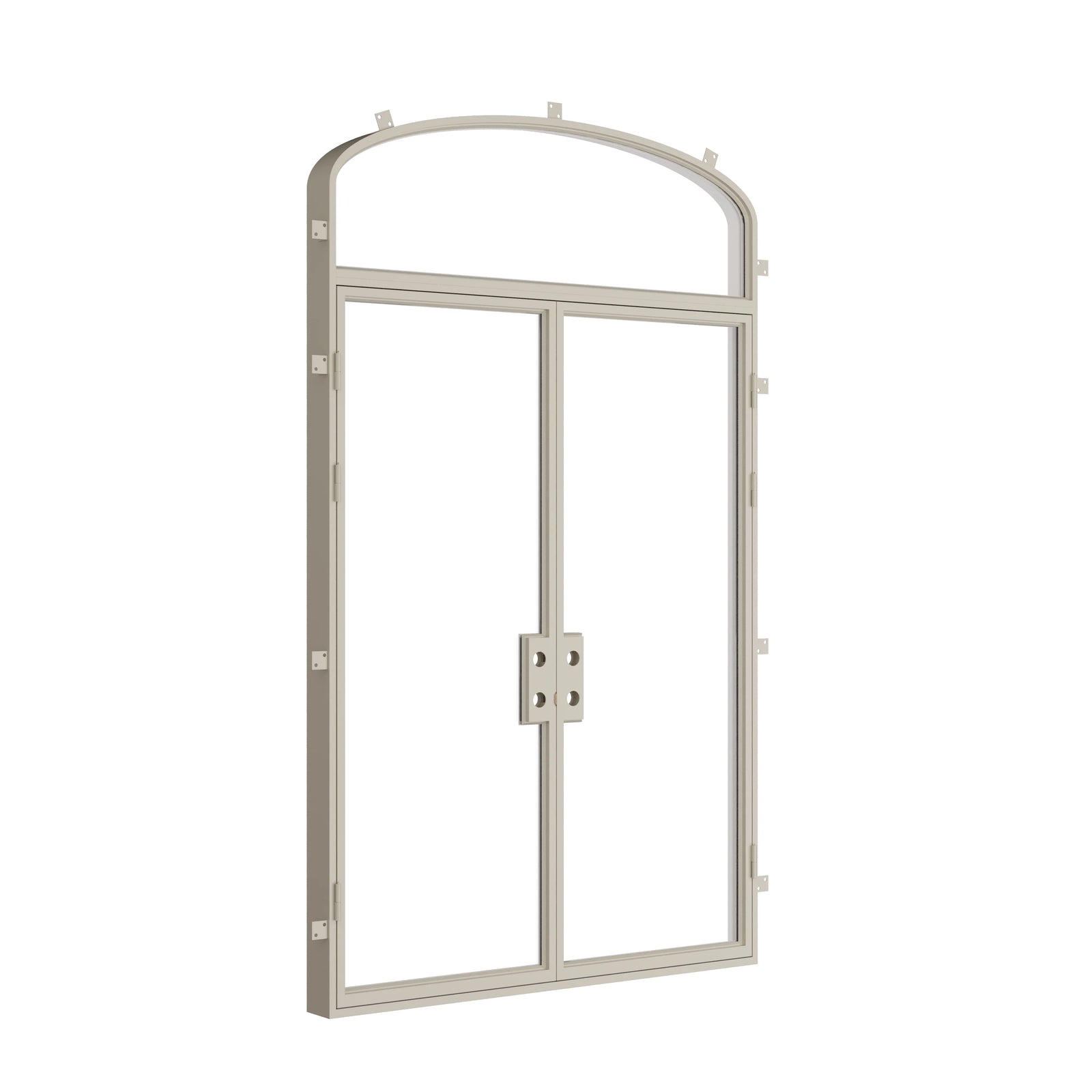 Pinkys Air Lite steel door, double, flat, with a mini-arch top window, closed