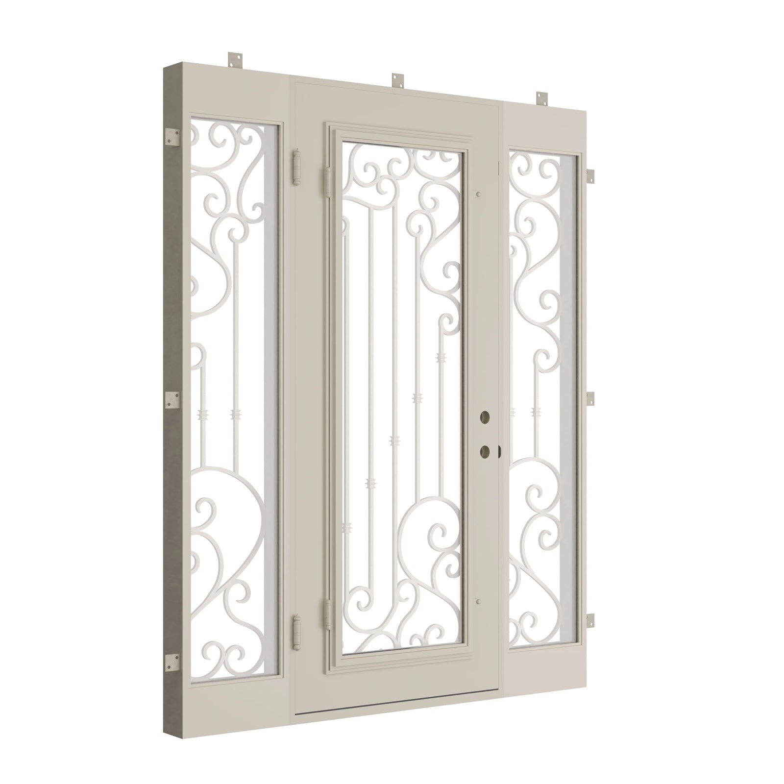 Pinkys Paris steel door, single, flat, with side windows, closed