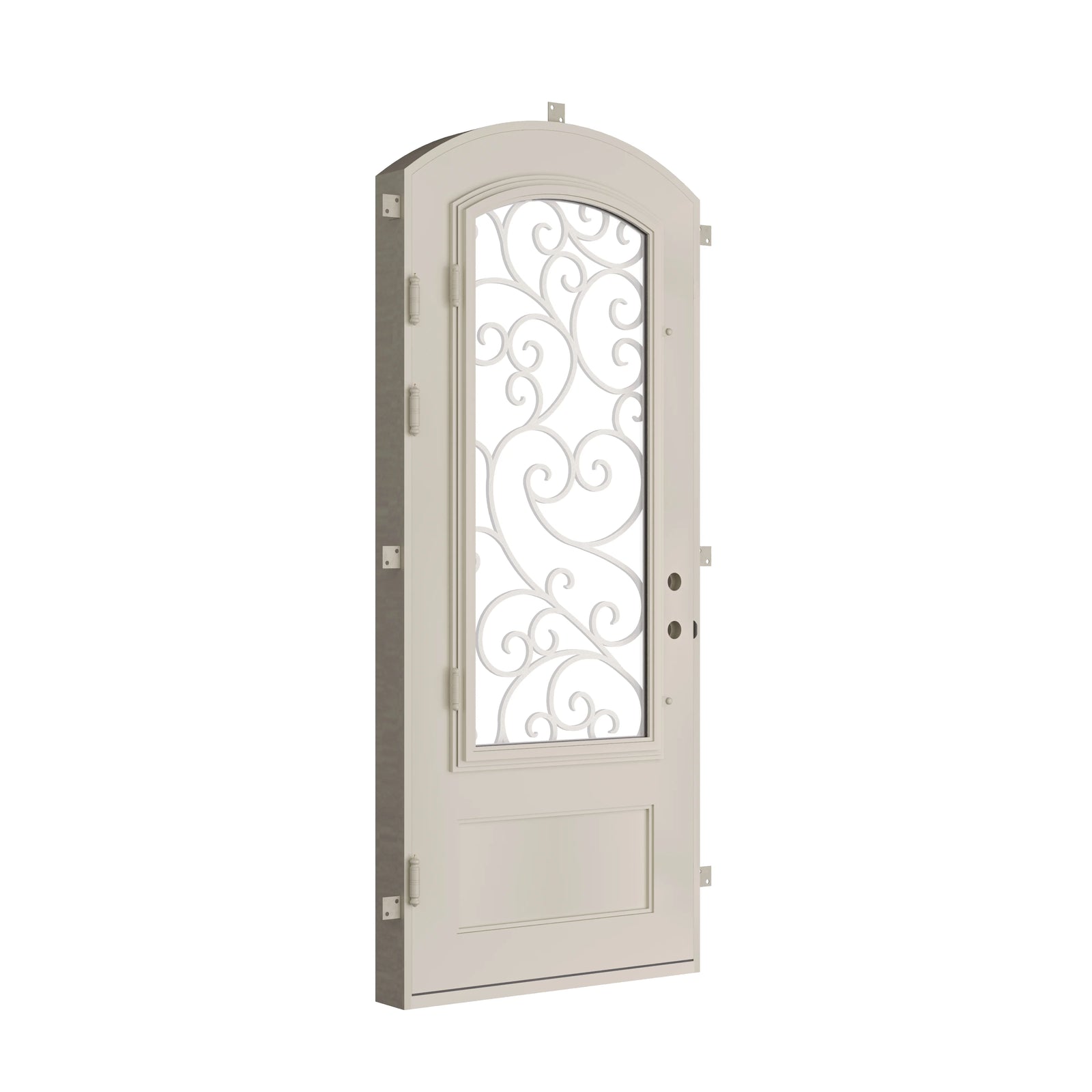 Pinkys Story steel door, single, arch, closed