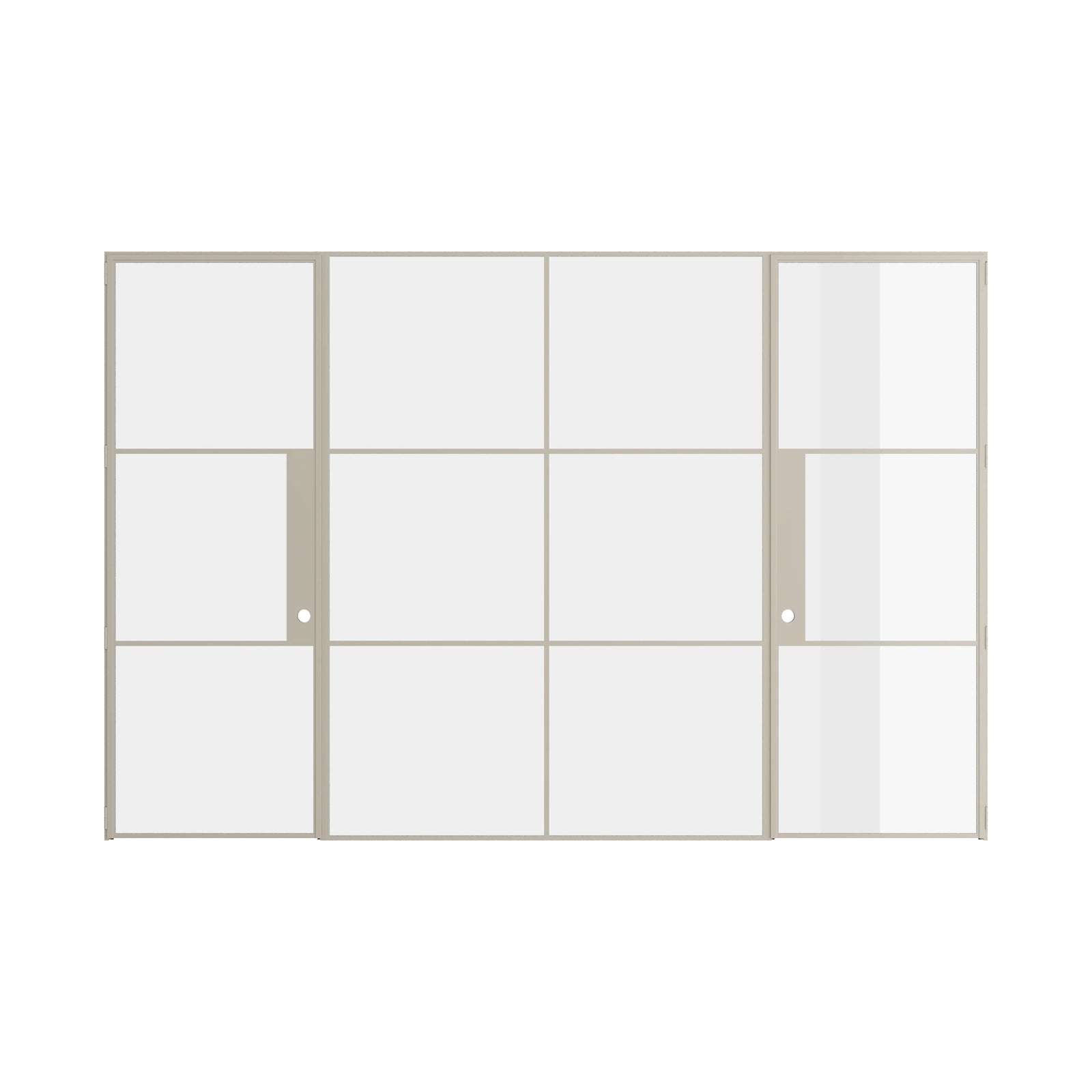 Pinkys Air 4 interior steel door, dual single, with a fixed middle panel, closed