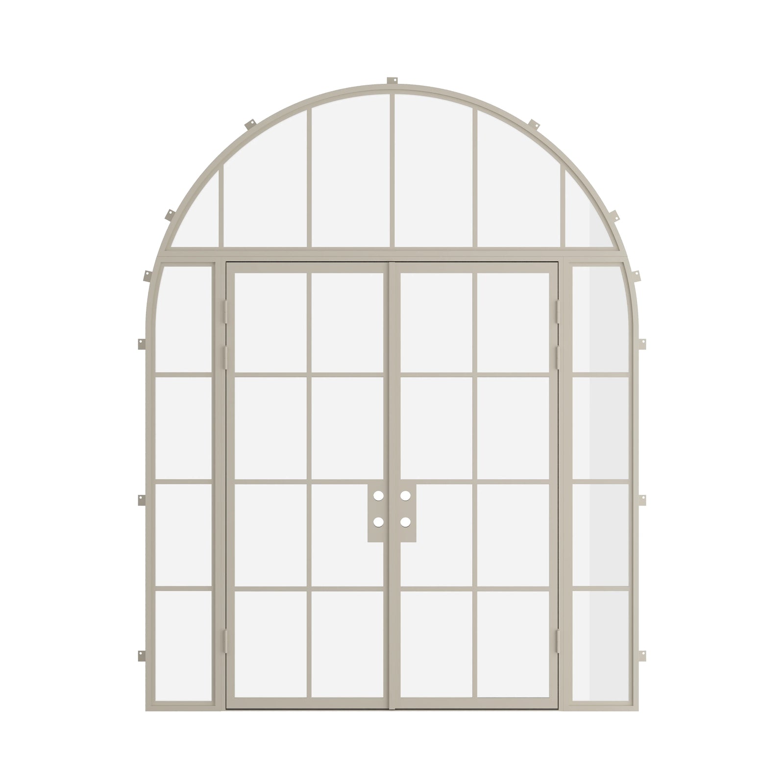 Pinkys Air 5 steel door, double, flat, with side windows, with a full-arch top window, closed