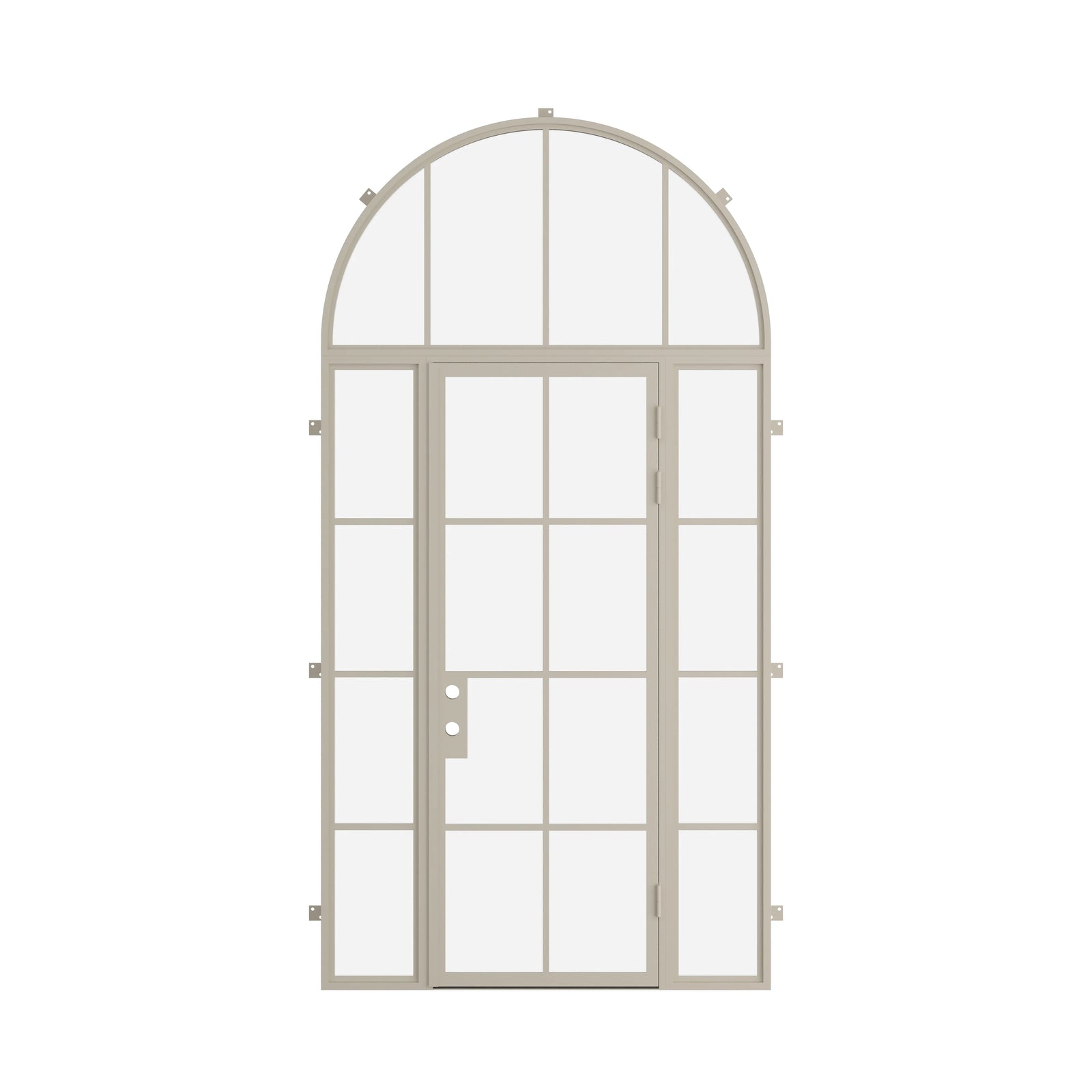Pinkys Air 5 steel door, single, flat, with side windows, with a full-arch top window, closed