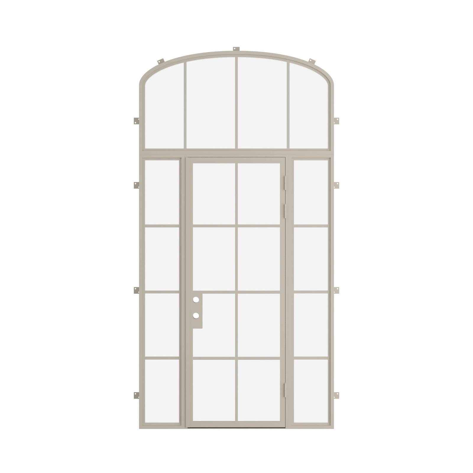 Pinkys Air 5 steel door, single, flat, with side windows, with an arch top window, closed
