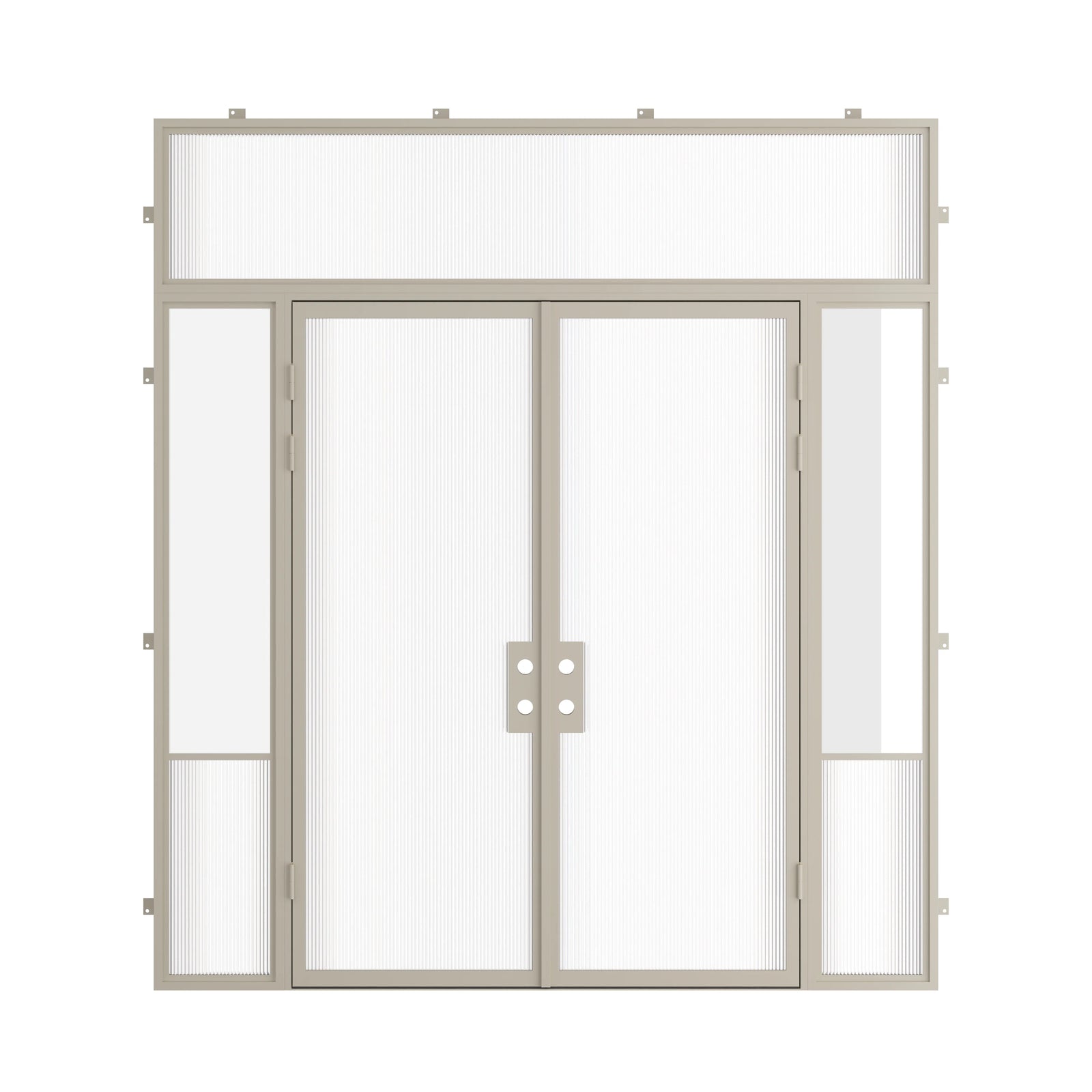 Pinkys Air Grand steel door, double, flat, with side windows, with a flat top window, closed