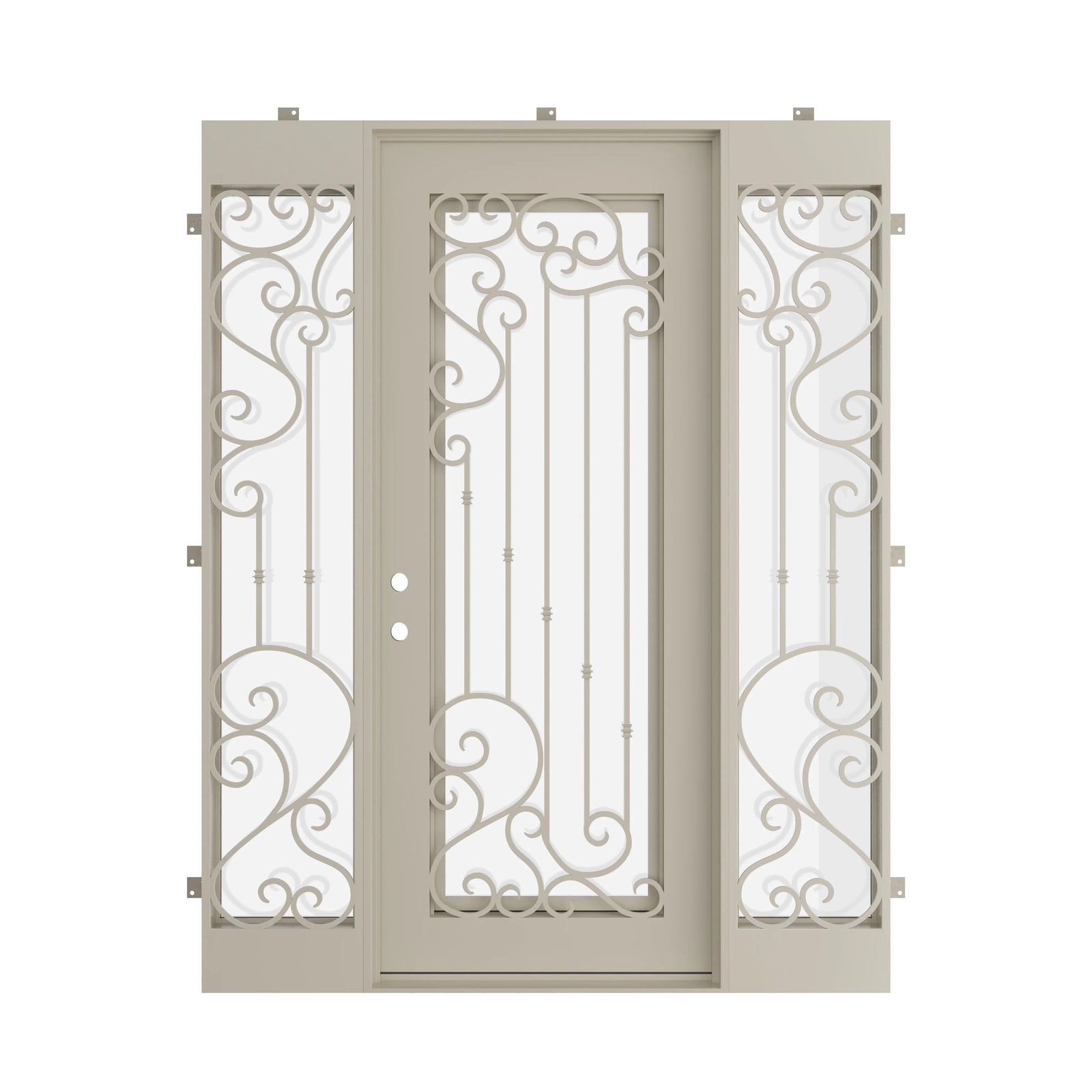 Pinkys Paris steel door, single, flat, with side windows, closed