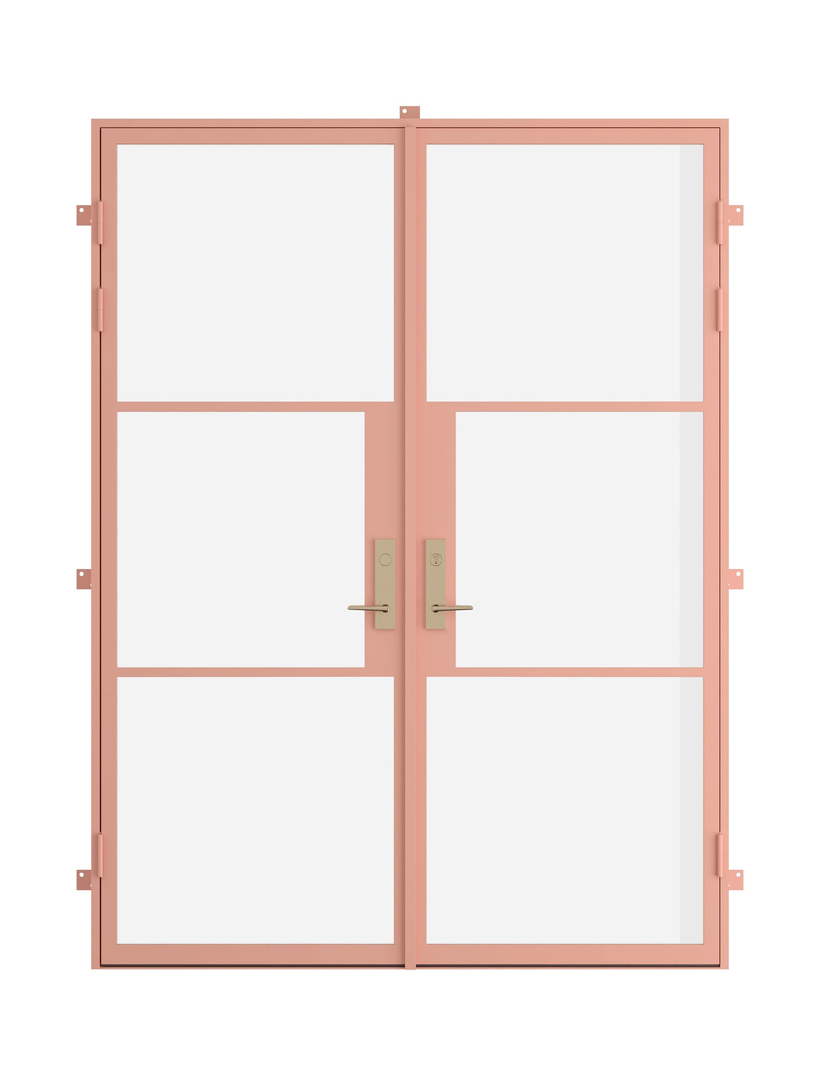 double flat steel entry door in Sunset Pink finish