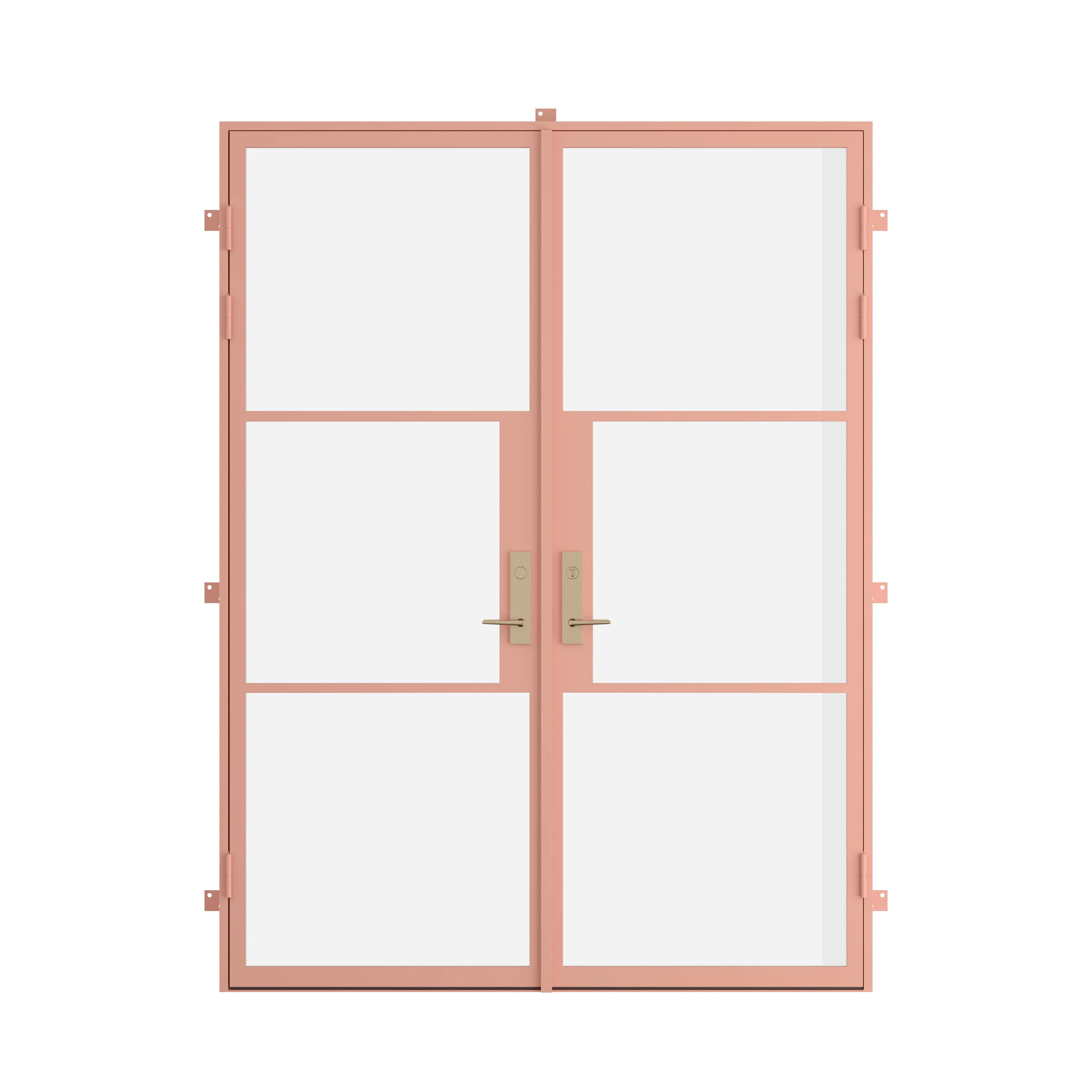 double flat steel entry door in Sunset Pink finish