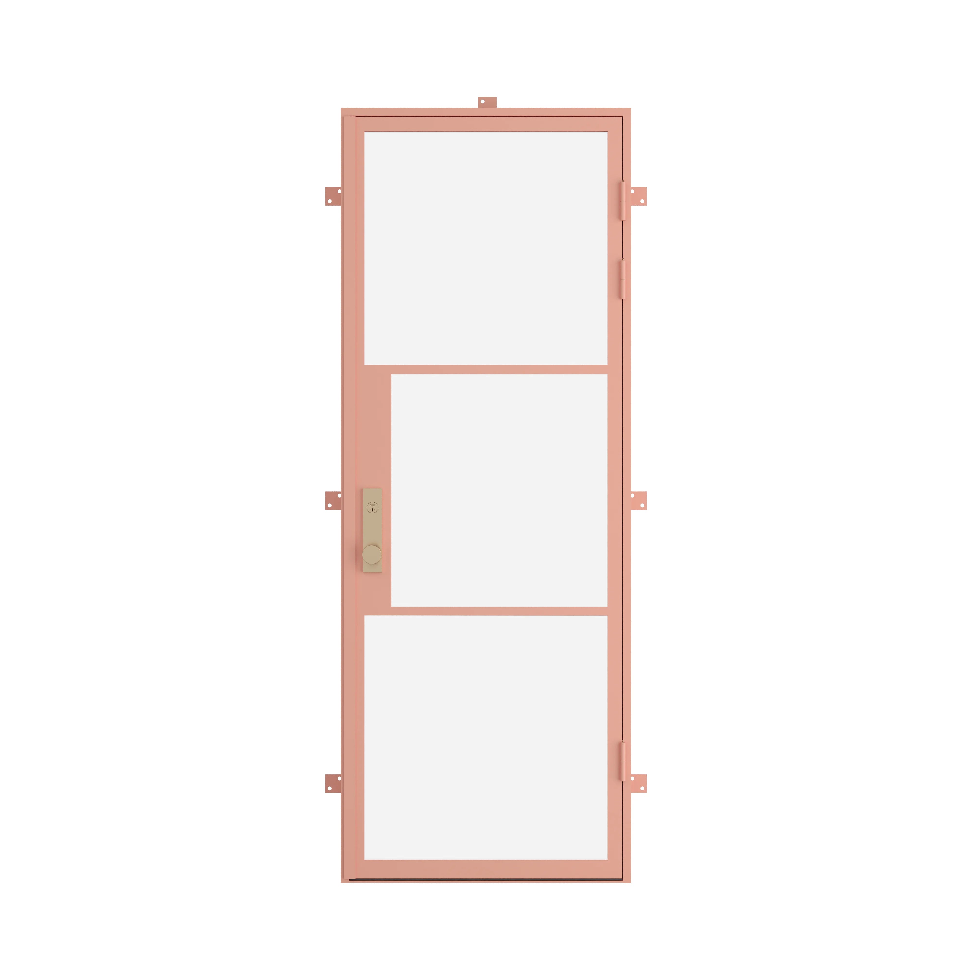 modern steel double door with arched top glass