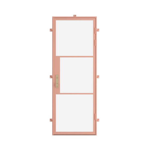 modern steel double door with arched top glass