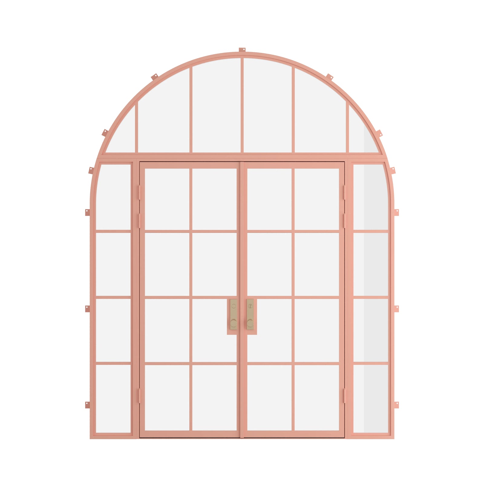 Pinkys Air 5 steel door, double, flat, with side windows, with a full-arch top window, closed