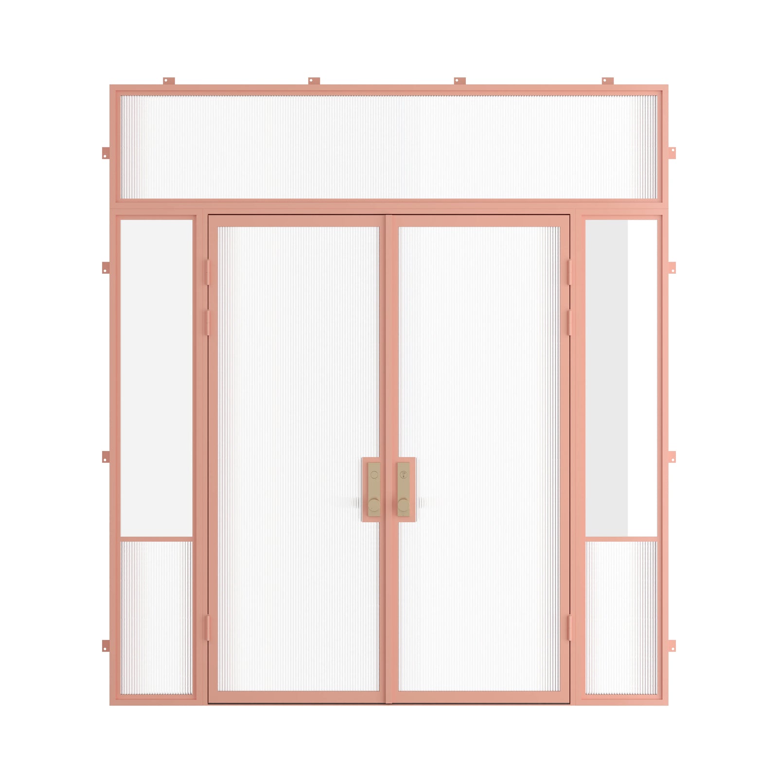 Pinkys Air Grand steel door, double, flat, with side windows, with a flat top window, closed