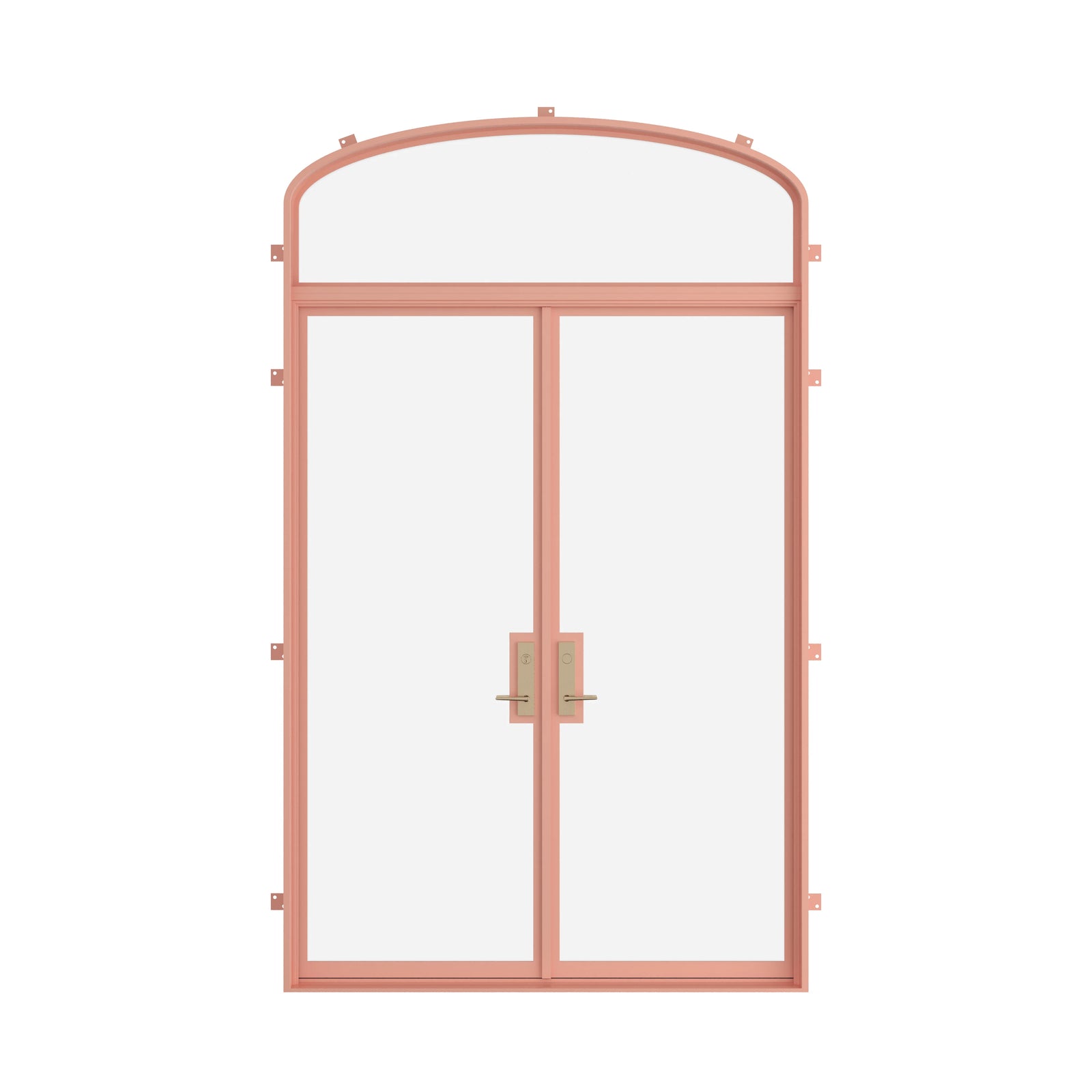 Pinkys Air Lite steel door, double, flat, with a mini-arch top window, closed