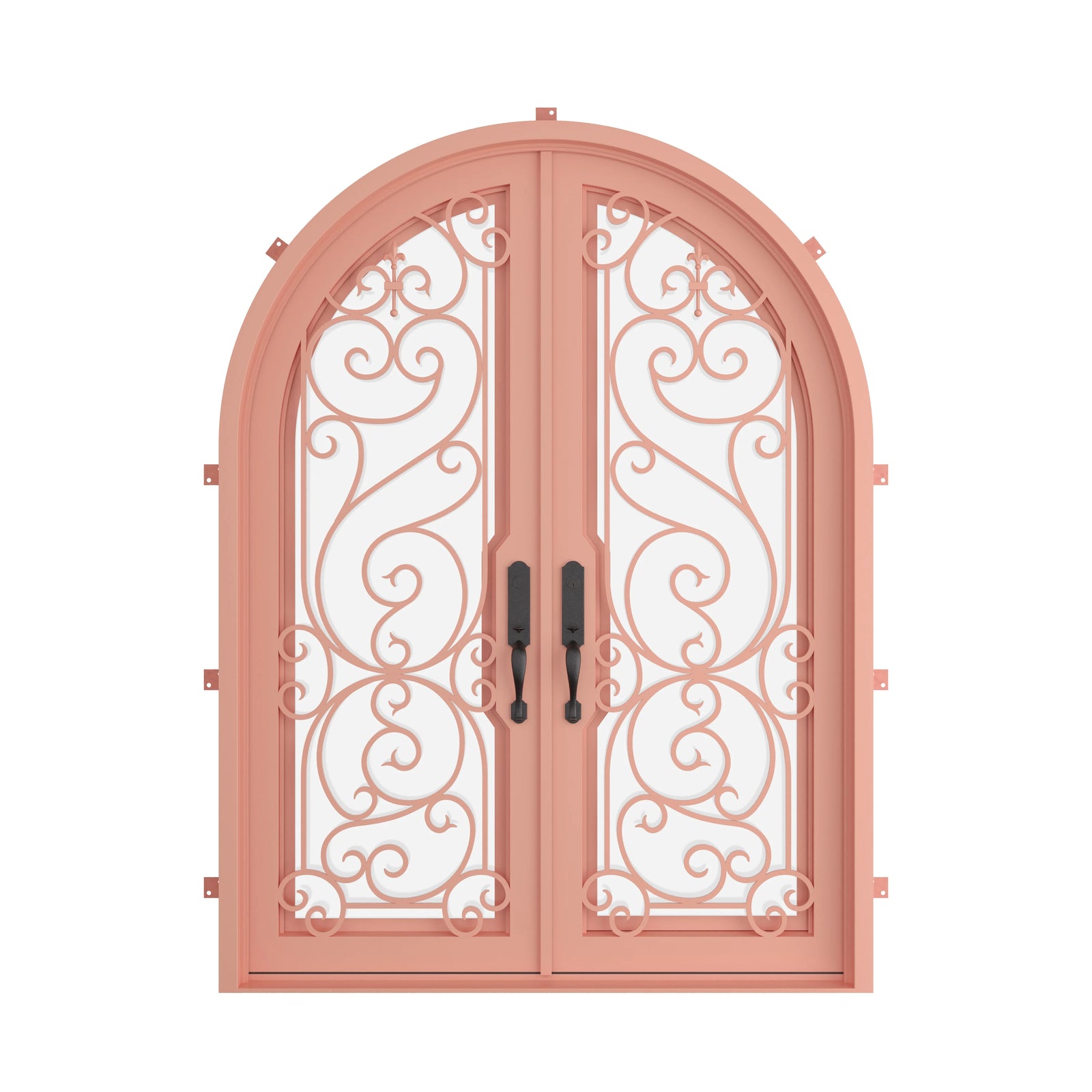 Pinkys Hills steel door, double, full arch, closed