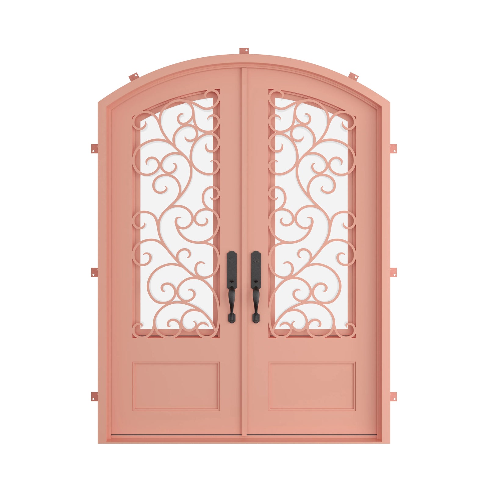 Pinkys Story steel door, double, arch, closed