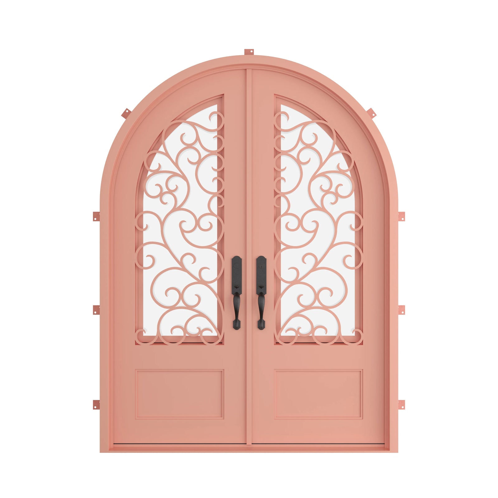 Pinkys Story steel door, double, full arch, closed