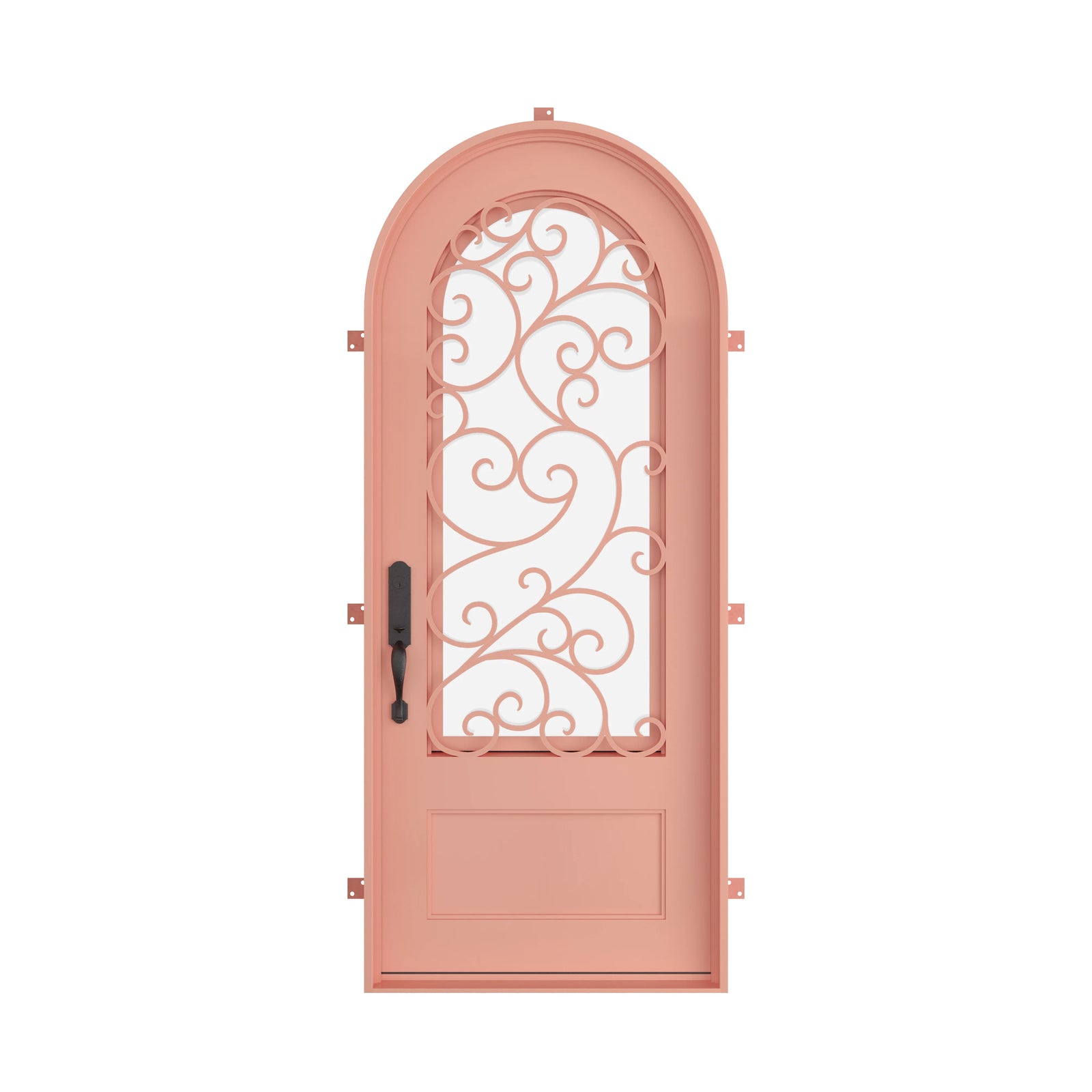 Pinkys Story steel door, single, full arch, closed
