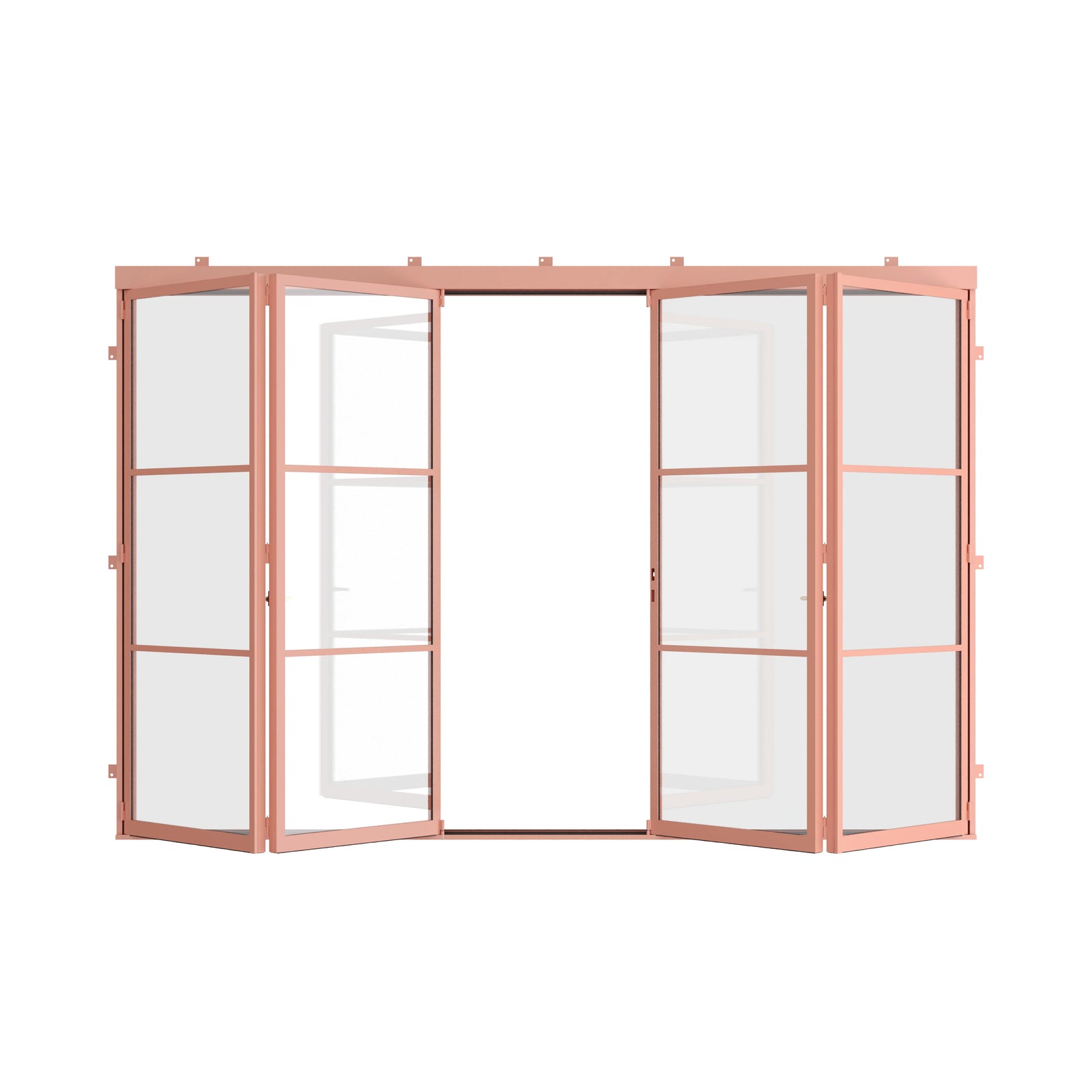 Pinkys Air 4 steel door, bifold, center-split, open