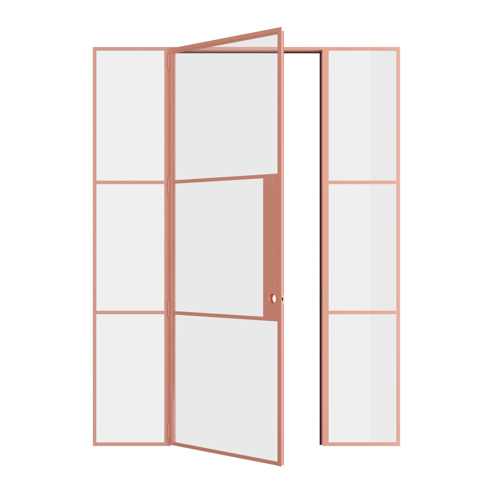 Pinkys Air 4 interior steel door, single, flat, with side windows, open