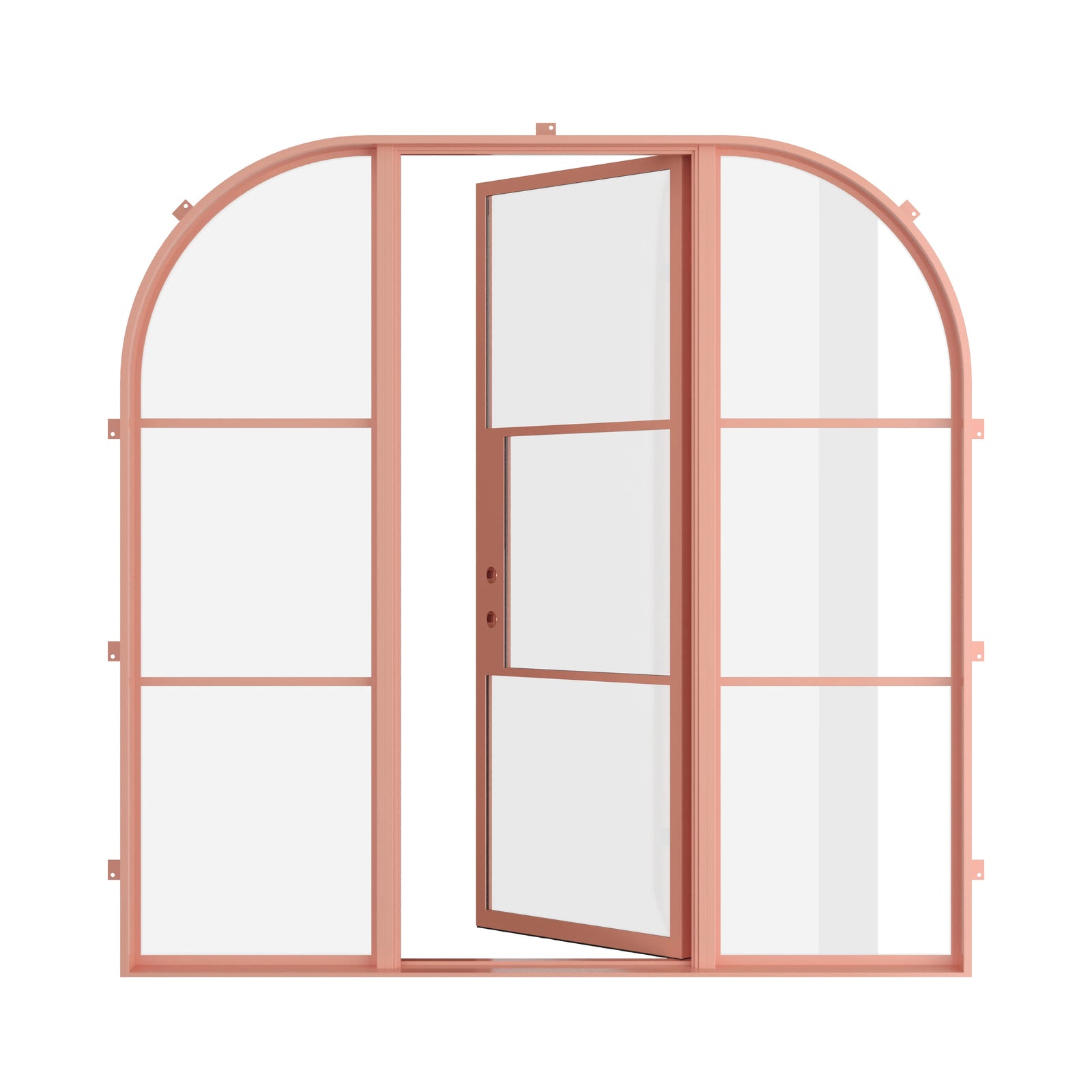 Pinkys Air 4 steel door, single, flat, with side windows, open