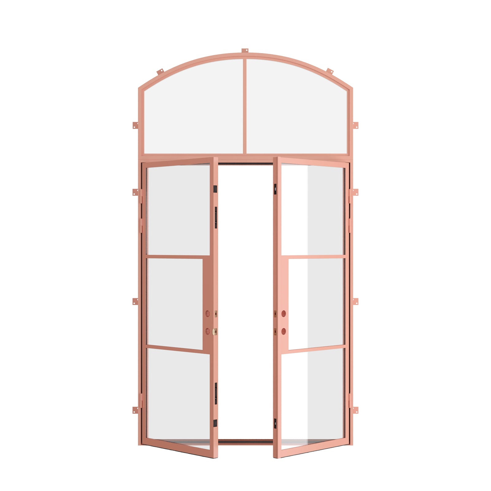Pinkys Air 4 steel door, double, flat, with an arch top window, open