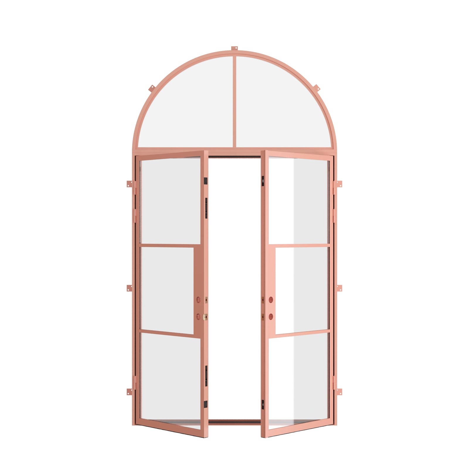 Pinkys Air 4 steel door, double, flat, with a full-arch top window, open