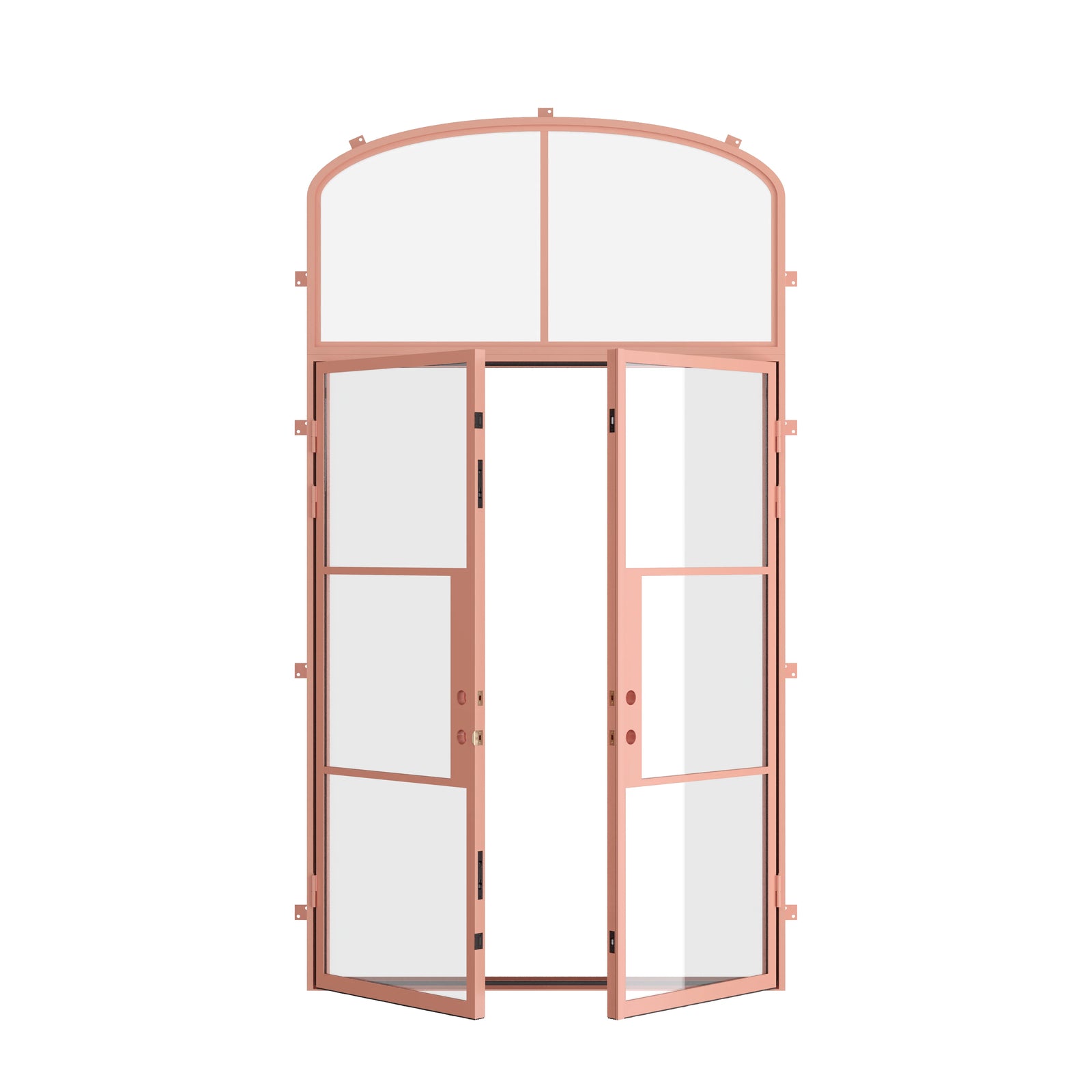 Pinkys Air 4 steel door, double, flat, with a mini-arch top window, open