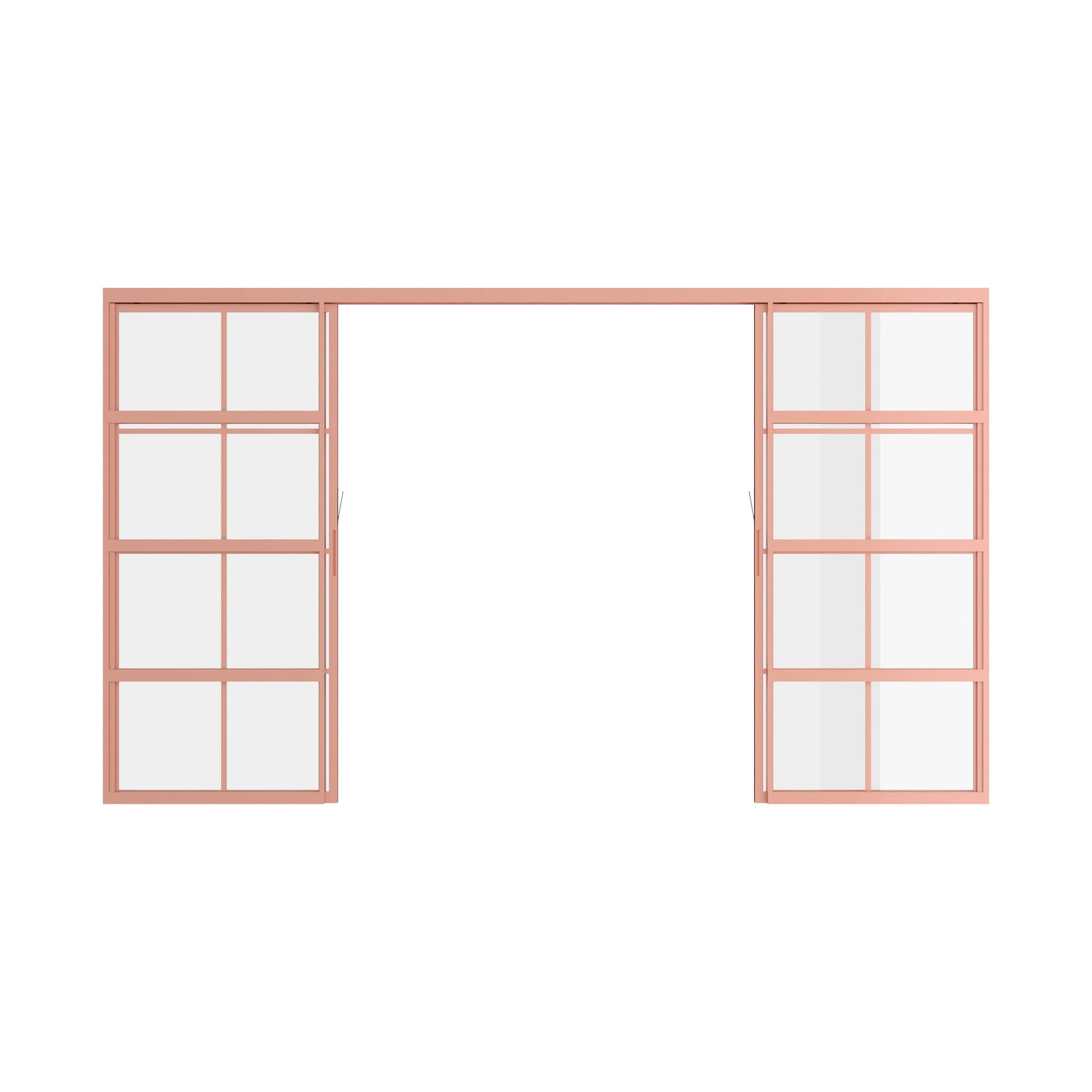 Pinkys Air 5 interior steel door, double, flat, sliding, pocket, top-track, open