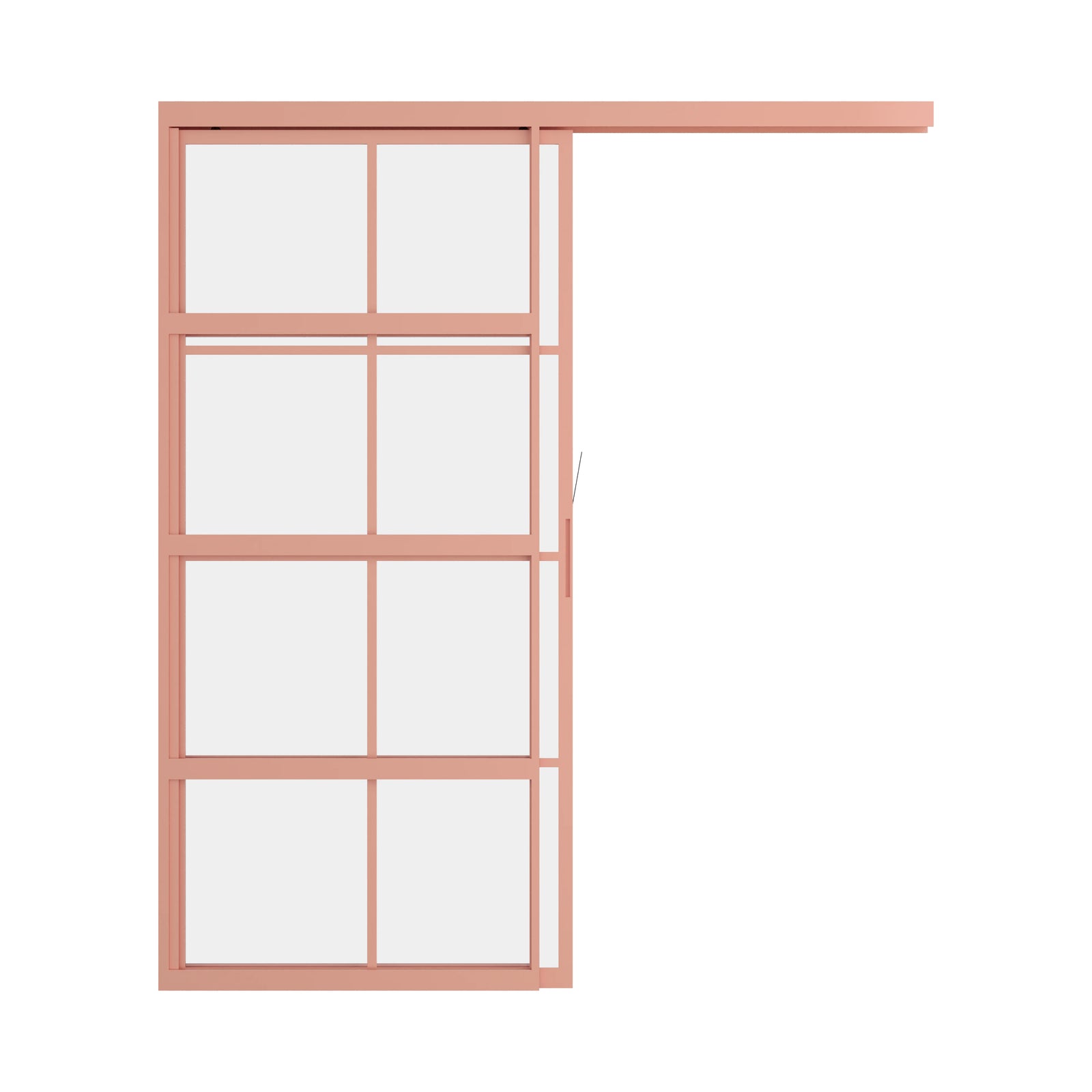 Pinkys Air 5 interior steel door, single, flat, sliding, pocket, top-track, open