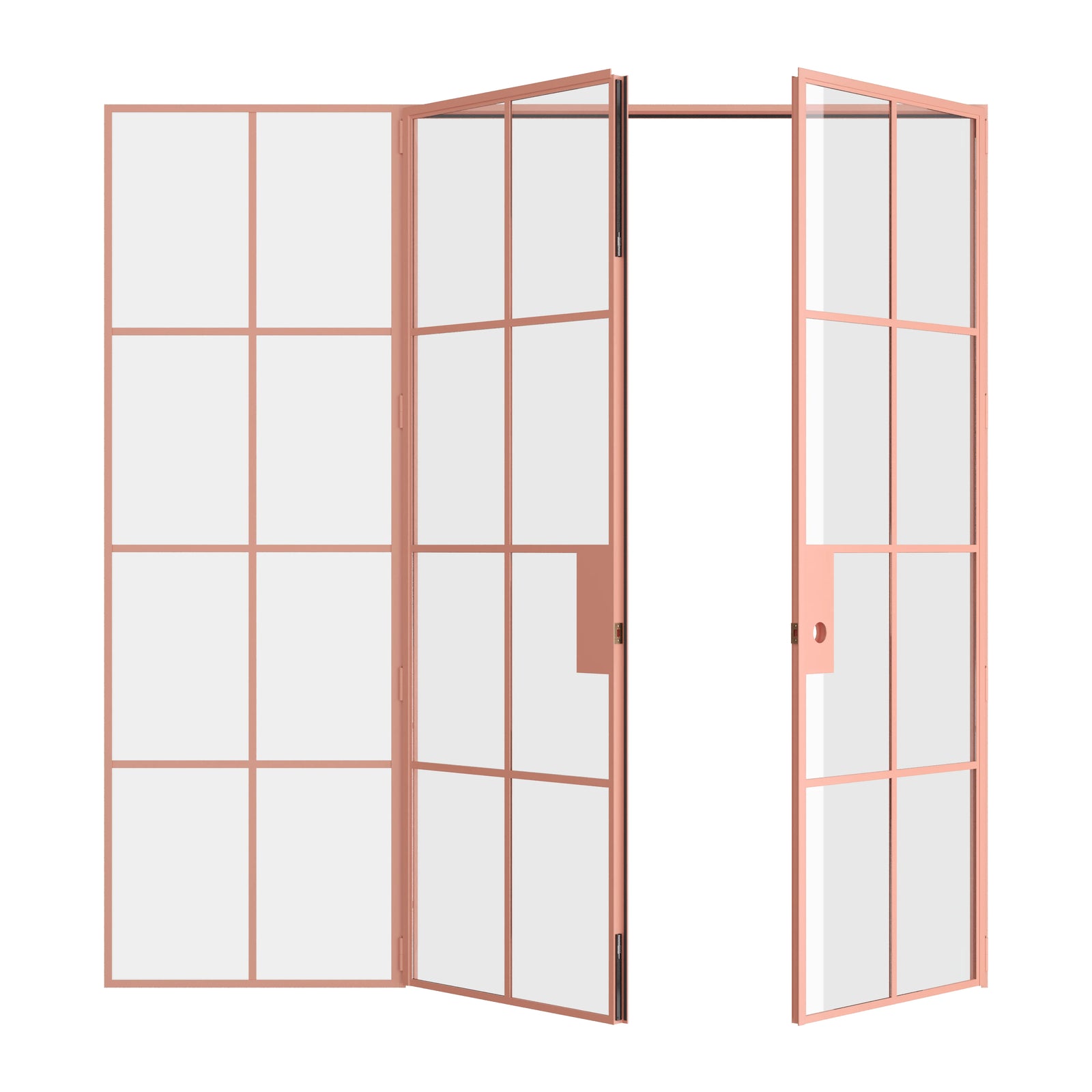 Pinkys Air 5 interior steel door, double, flat, with a left side window, open