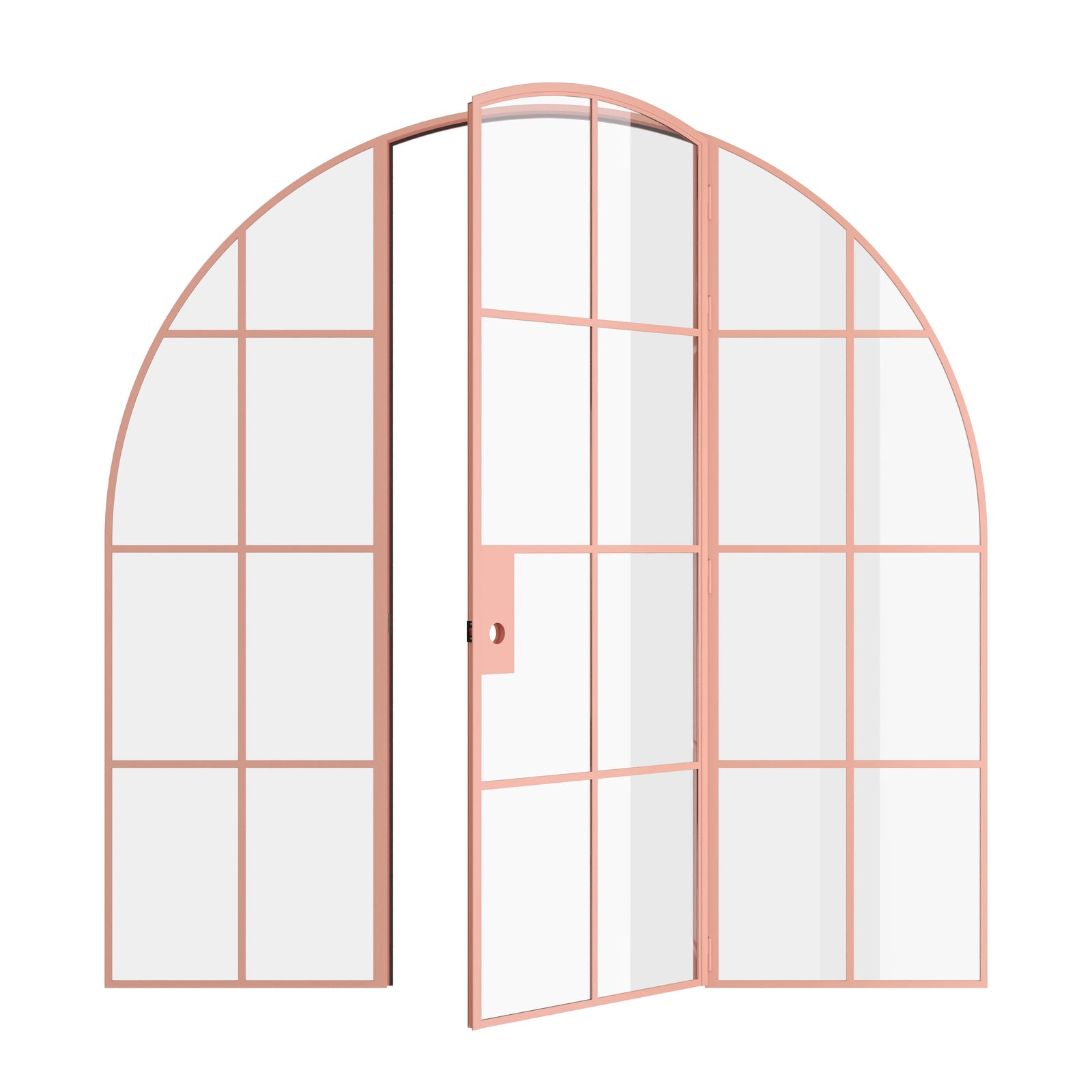 Pinkys Air 5 interior steel door, single, full arch, with side windows, open