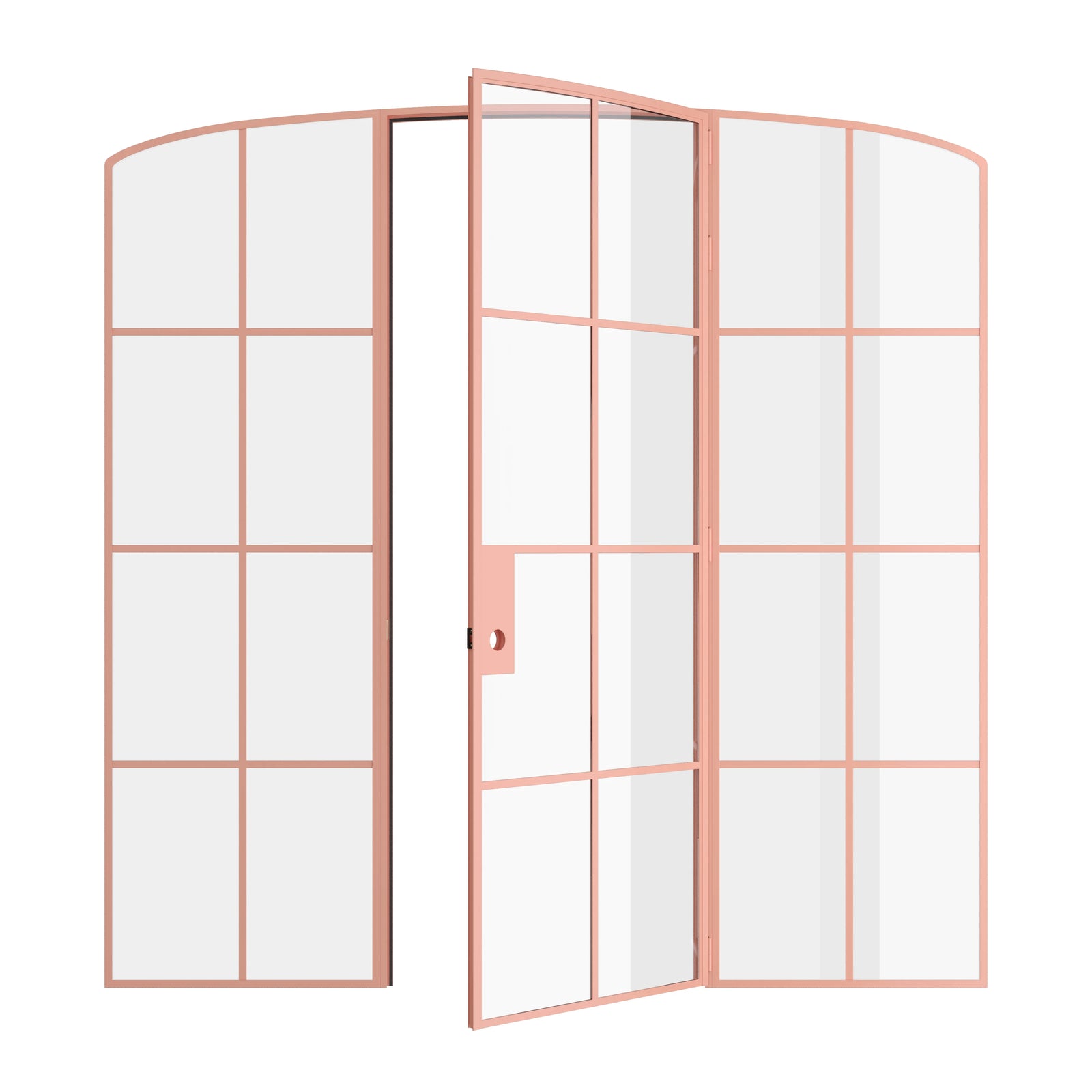 Pinkys Air 5 interior steel door, single, arch, with side windows, open