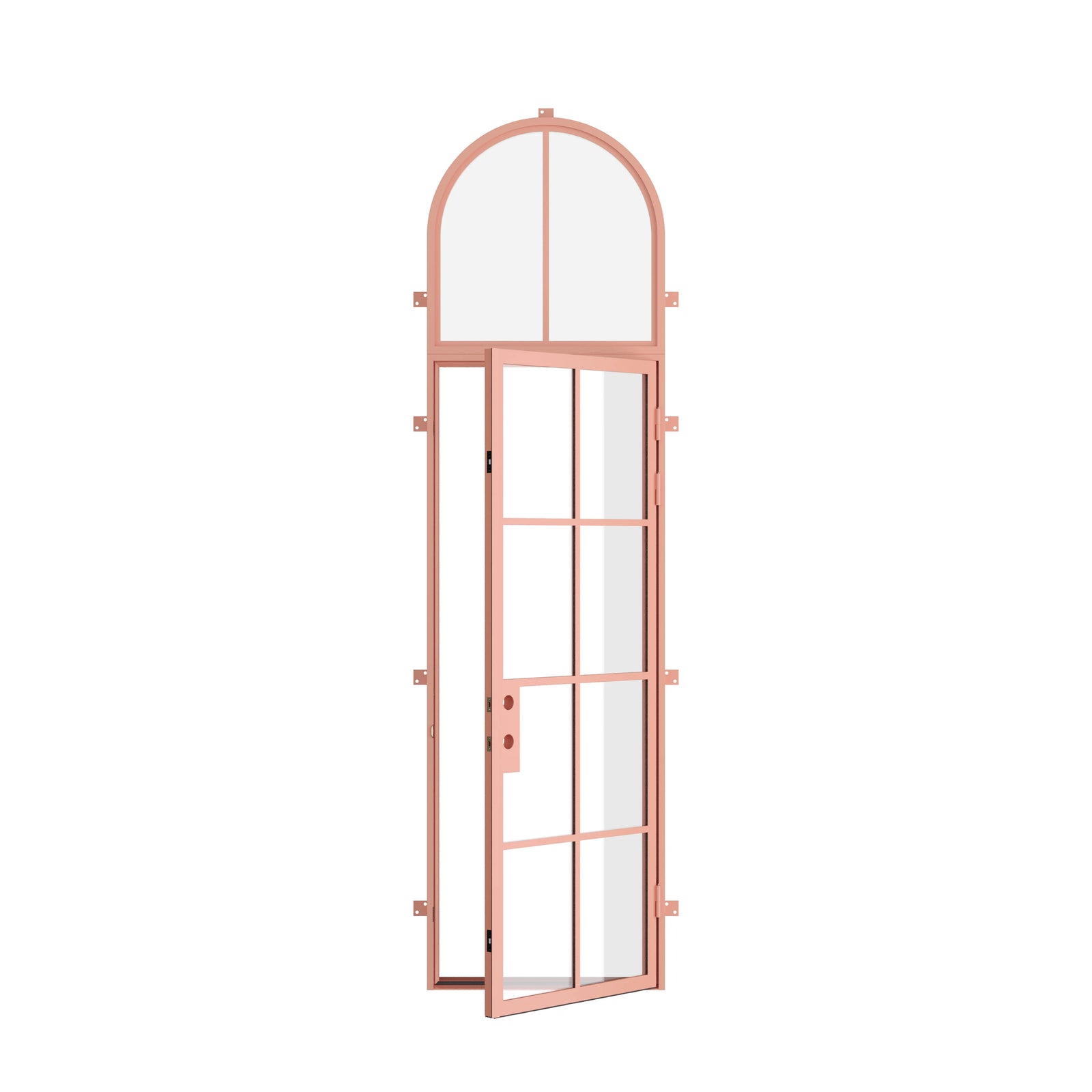 Pinkys Air 5 steel door, single, flat, with an arch top window, open