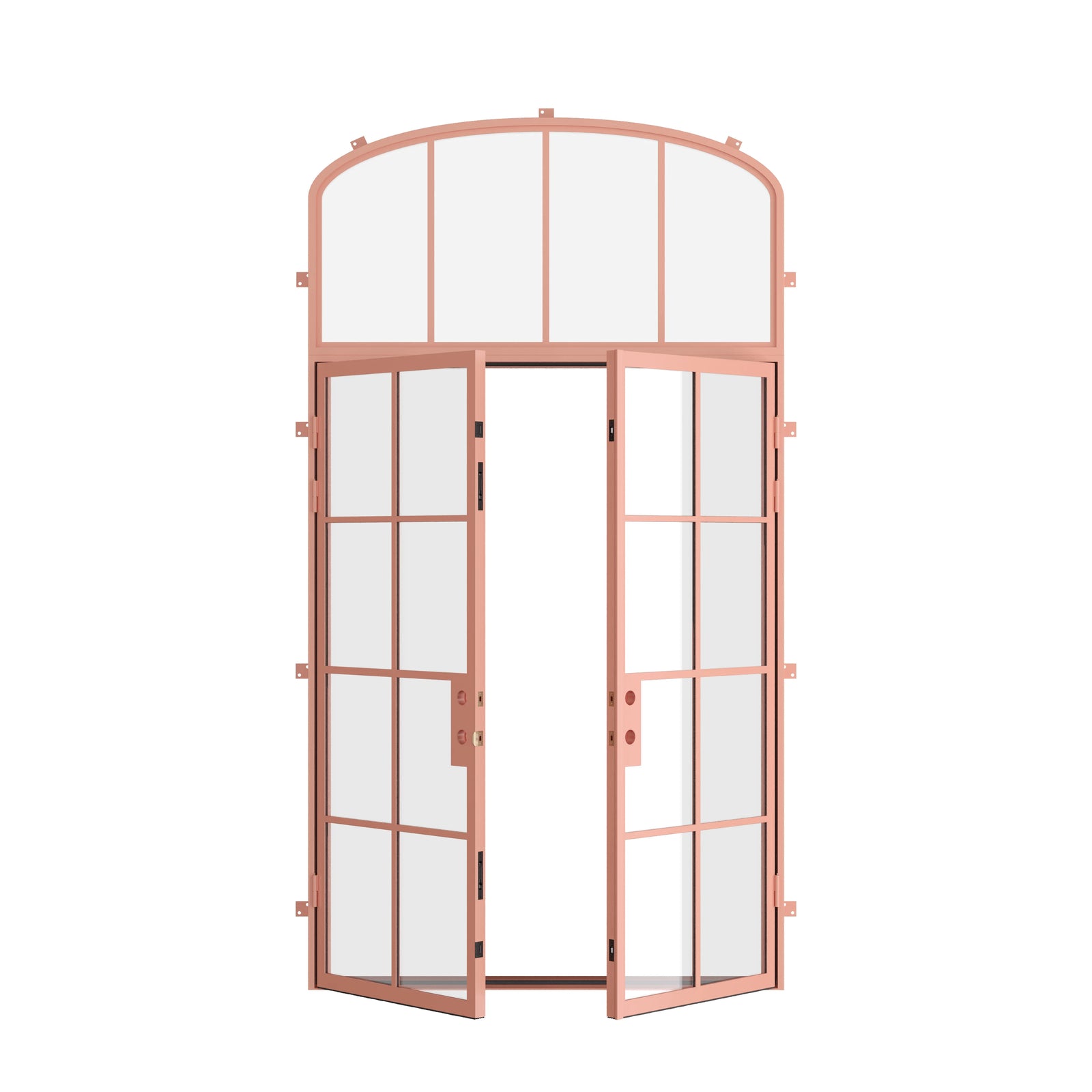Pinkys Air 5 steel door, double, flat, with a mini-arch top window, open