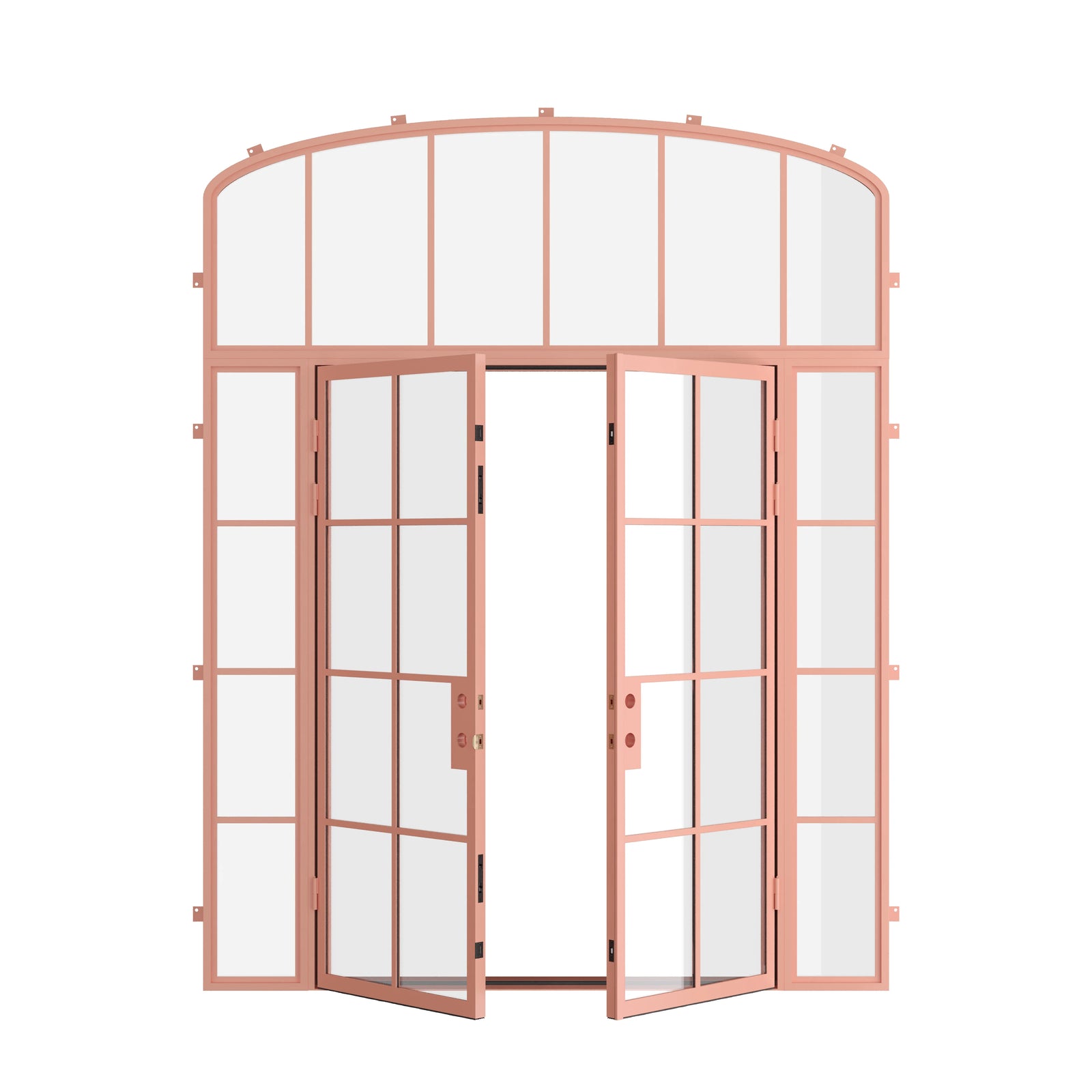 Pinkys Air 5 steel door, double, flat, with side windows, with a mini-arch top window, open