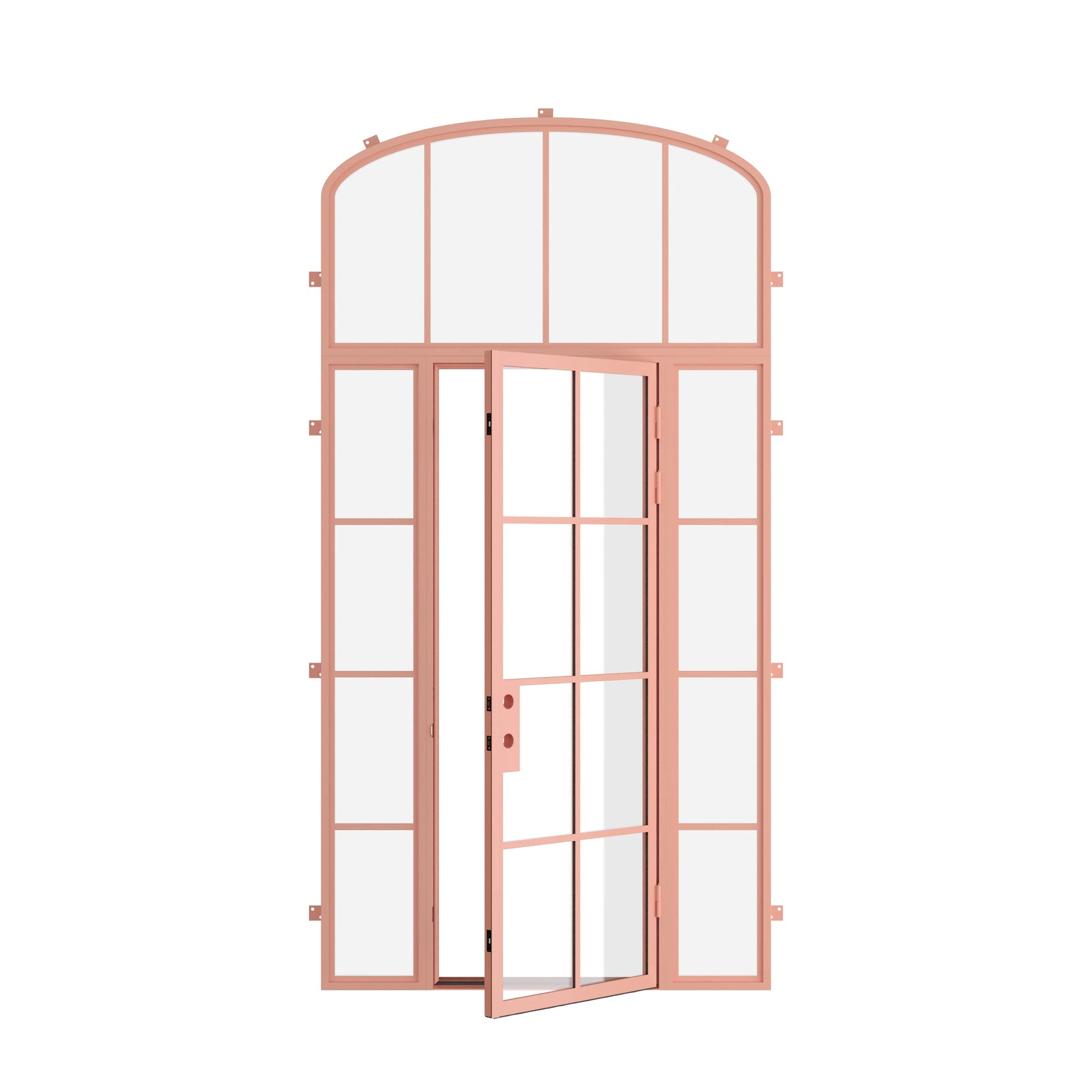 Pinkys Air 5 steel door, single, flat, with a mini-arch top window, open