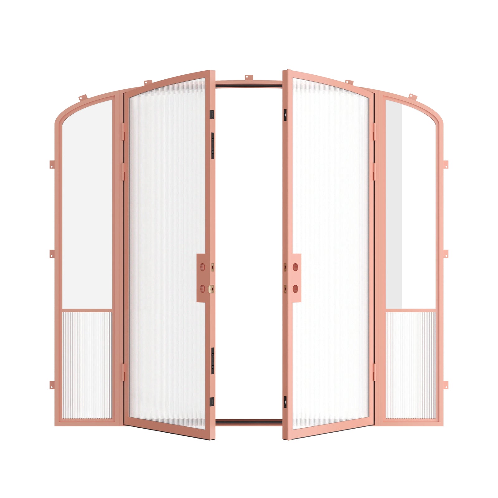 Pinkys Air Grand steel door, double, arch, with side windows, open